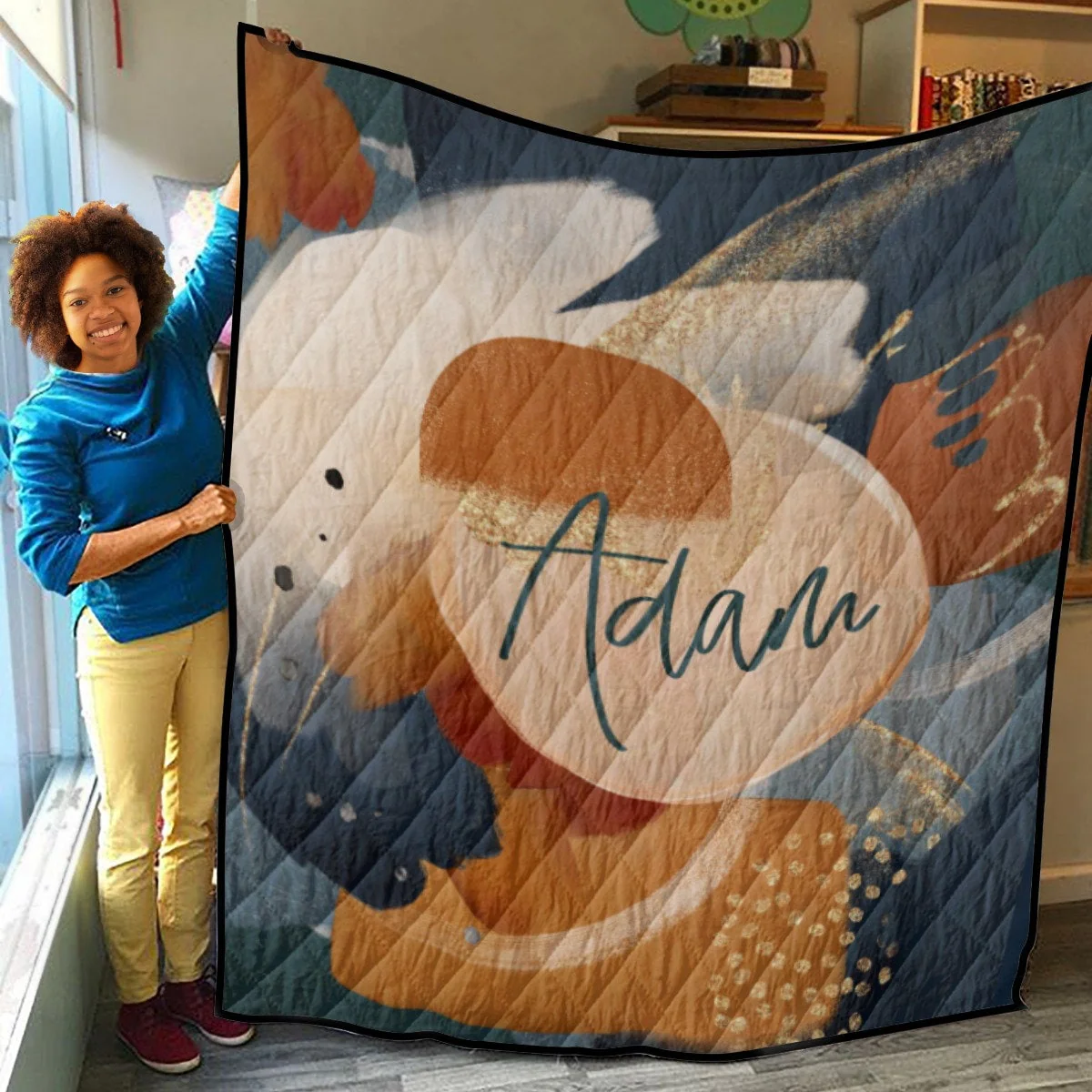 Abstract Personalized Quilted Bedspread Set - Image 4