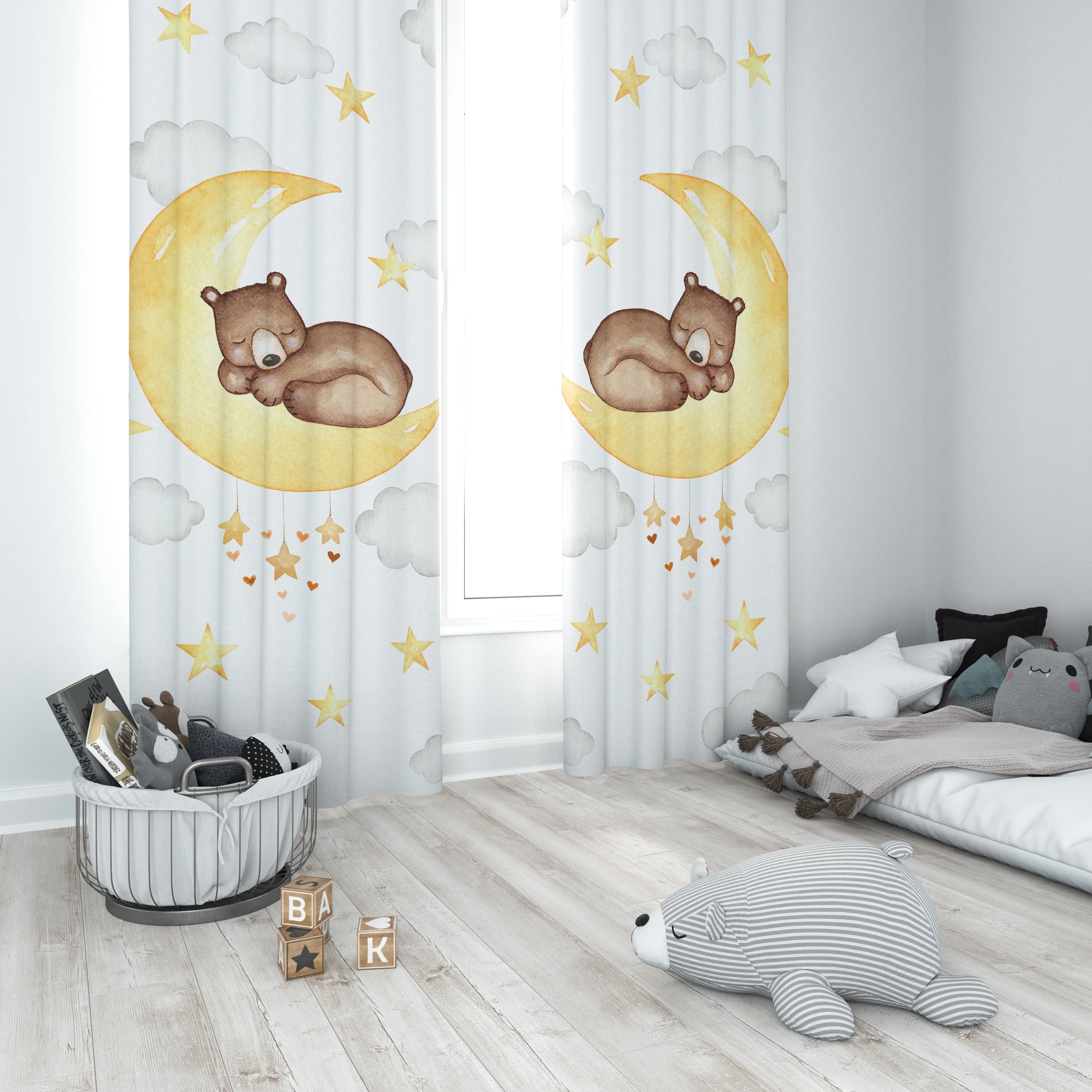 Bear on the Moon Blackout Curtains - Image 3