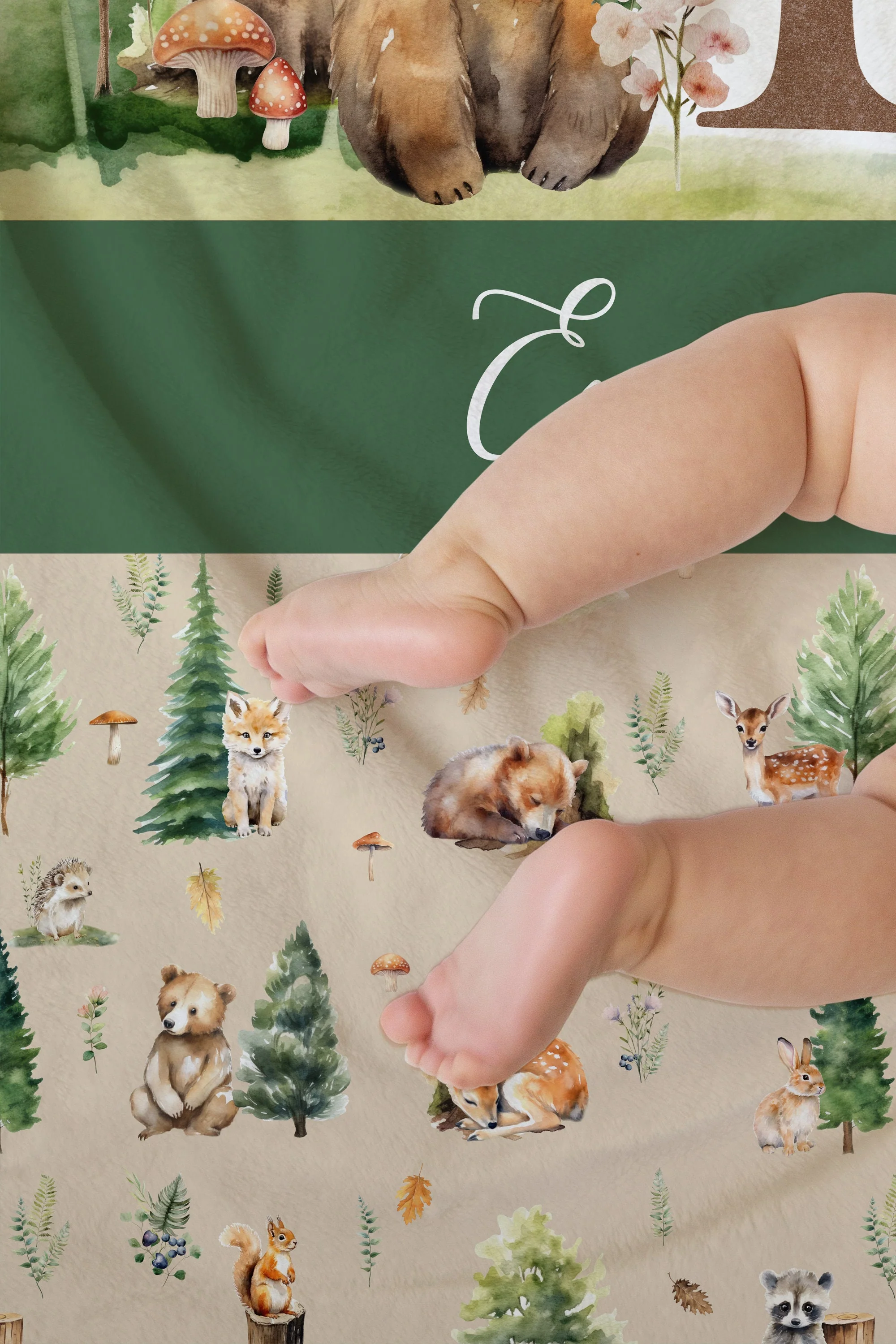Beige Woodland Personalized Blanket For Boy - Image 6