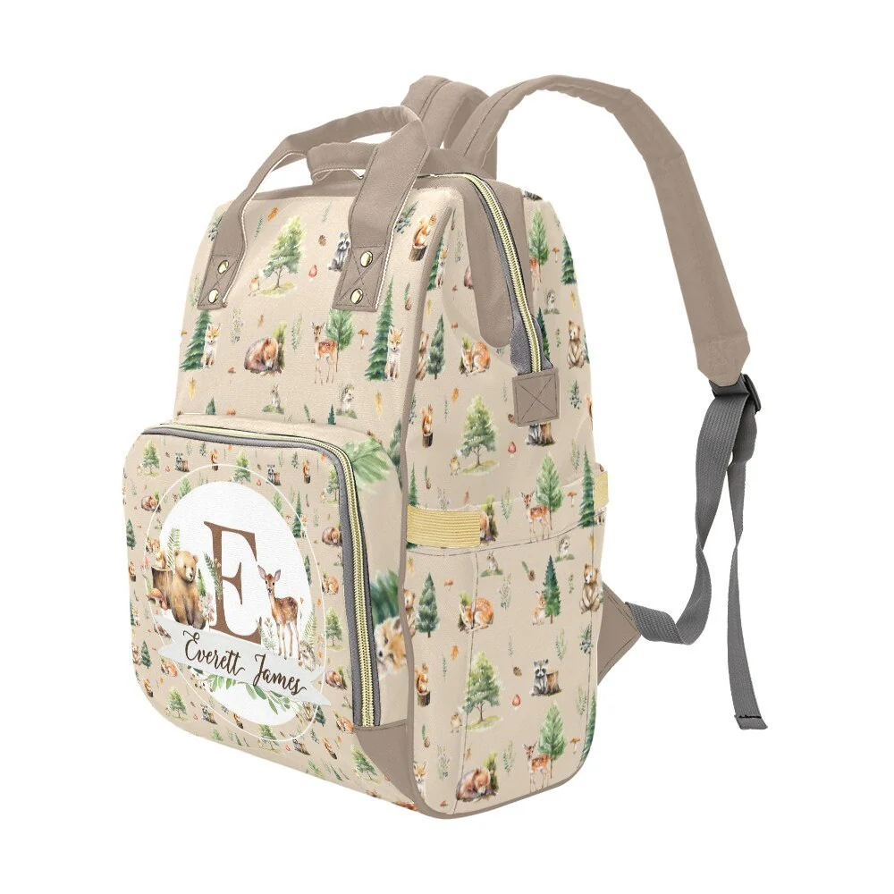 Beige Woodland Personalized Diaper Bag - Image 4