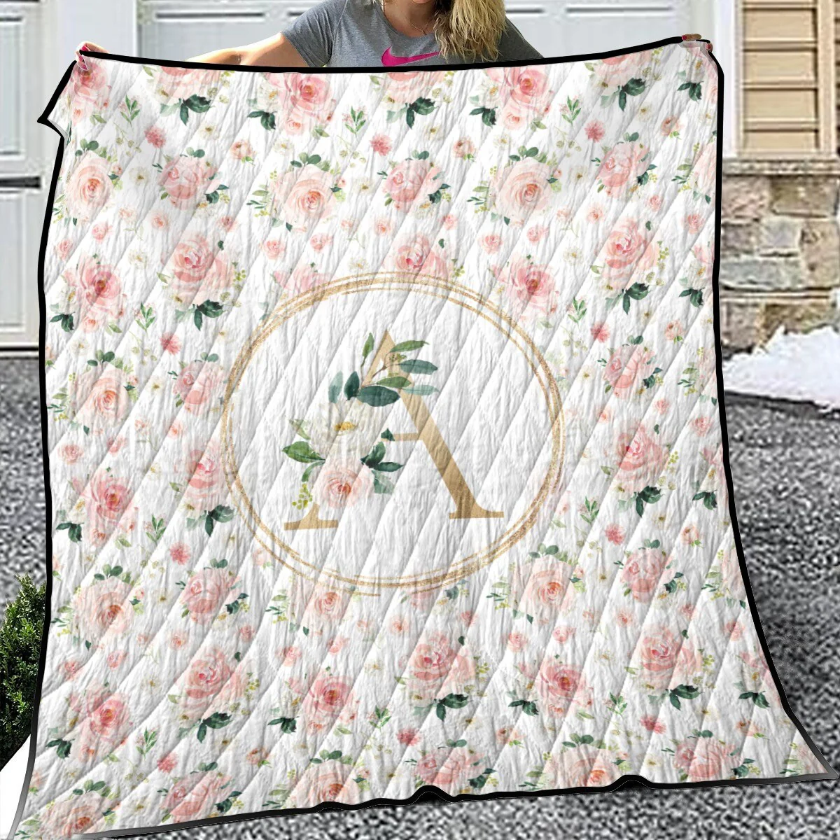Blush Florals Personalized Quilted Bedspread Set - Image 3