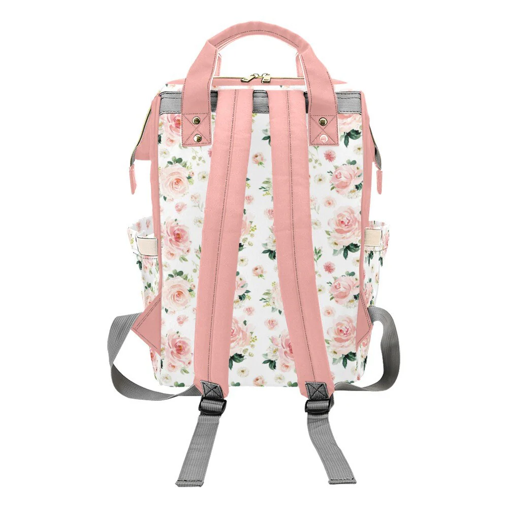 Blush Florals with Rainbow Personalized Diaper Bag - Image 4