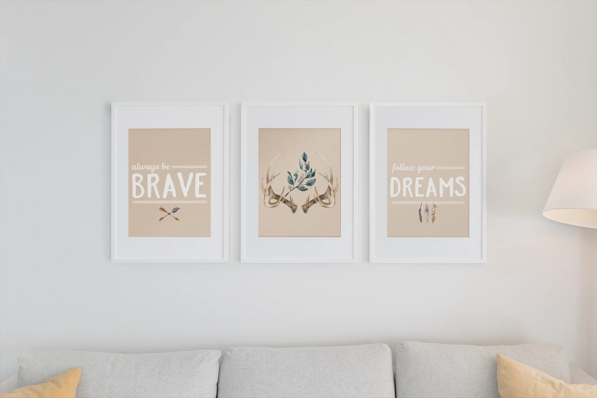 Boho Antlers 3 Piece Wall Art - Image 4
