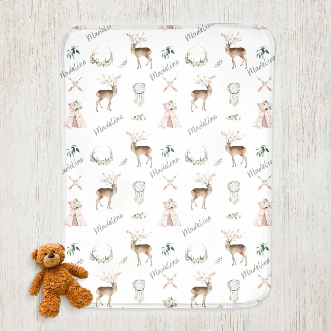 Boho Antlers Girl Personalized Diaper Bag - Image 8