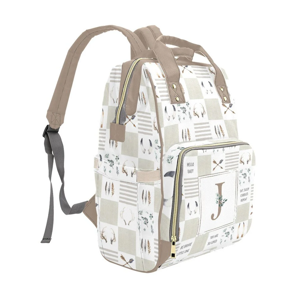Boho Antlers Patchwork Personalized Diaper Bag - Image 4