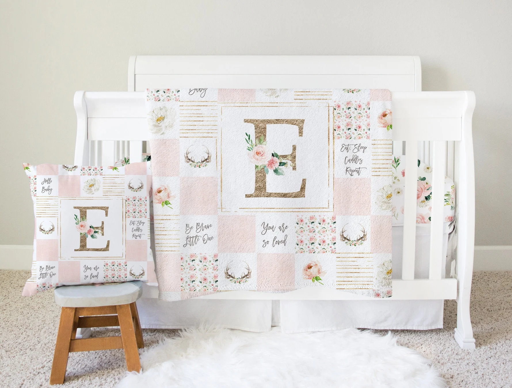 Boho Antlers Personalized Blanket for Girl - Image 3