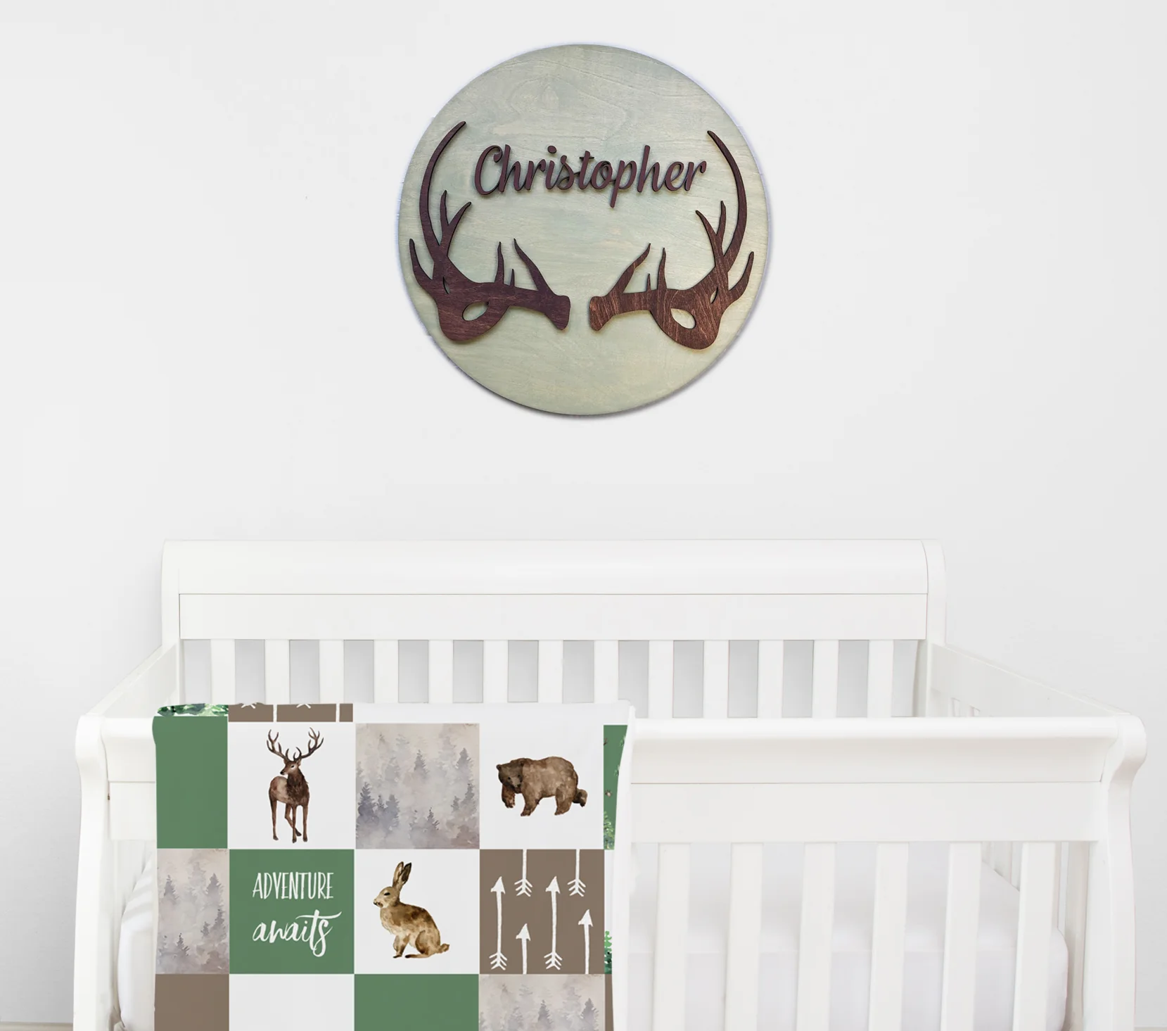 Boho Antlers Personalized Wooden Name Sign - Image 3