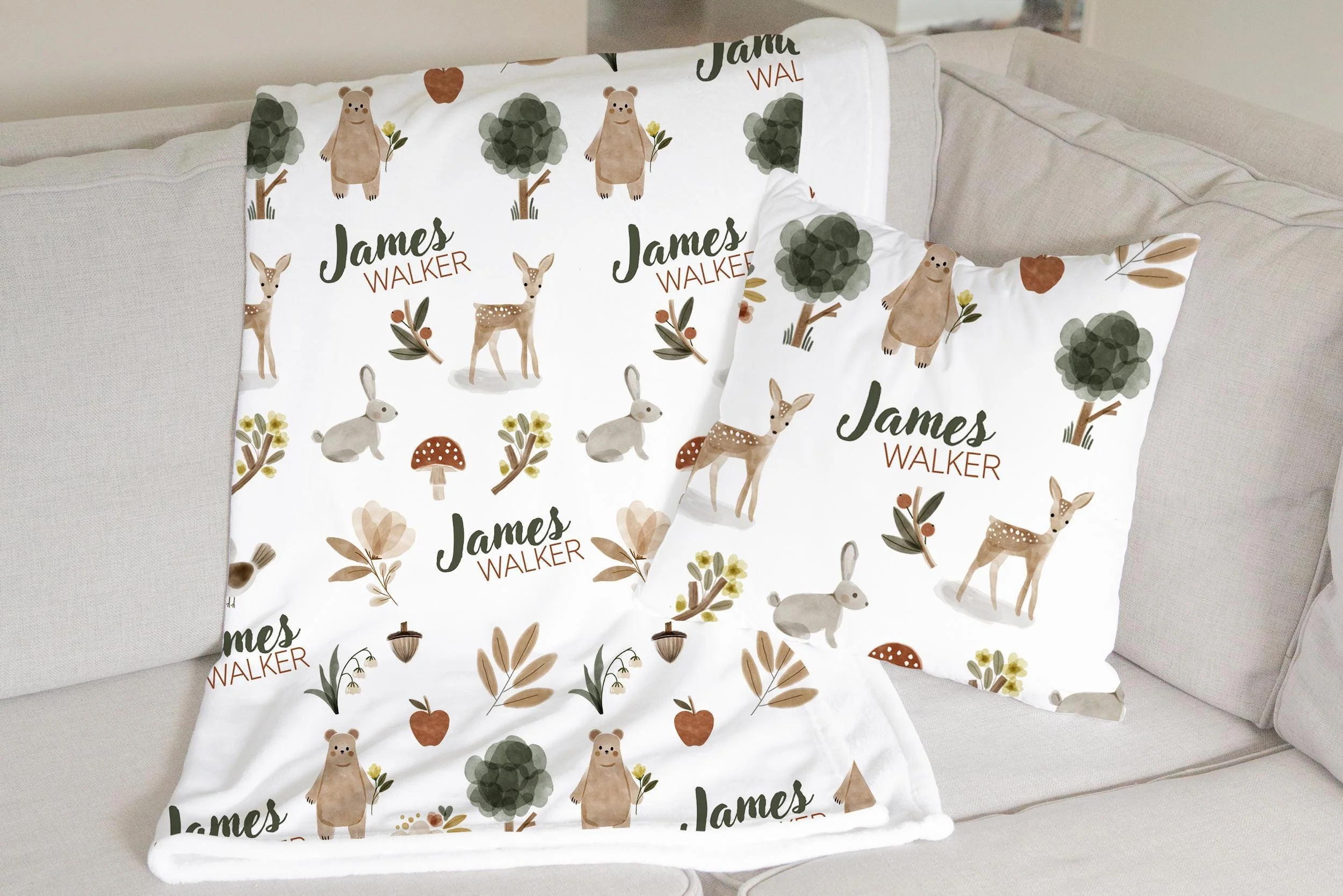 Brown Woodland Personalized Blanket For Boy - Image 3