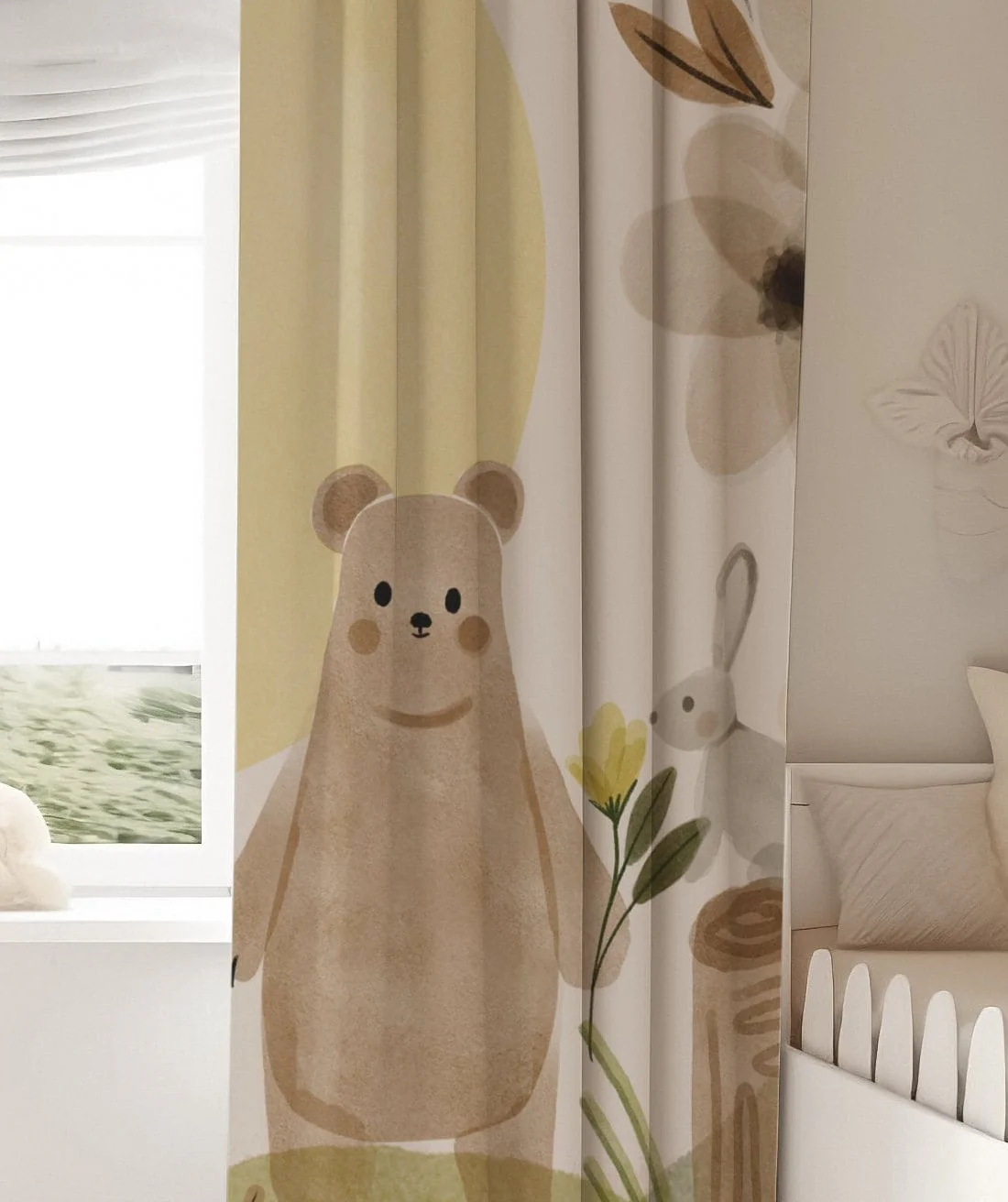 Brown Woodland Scene Blackout Curtains - Image 2