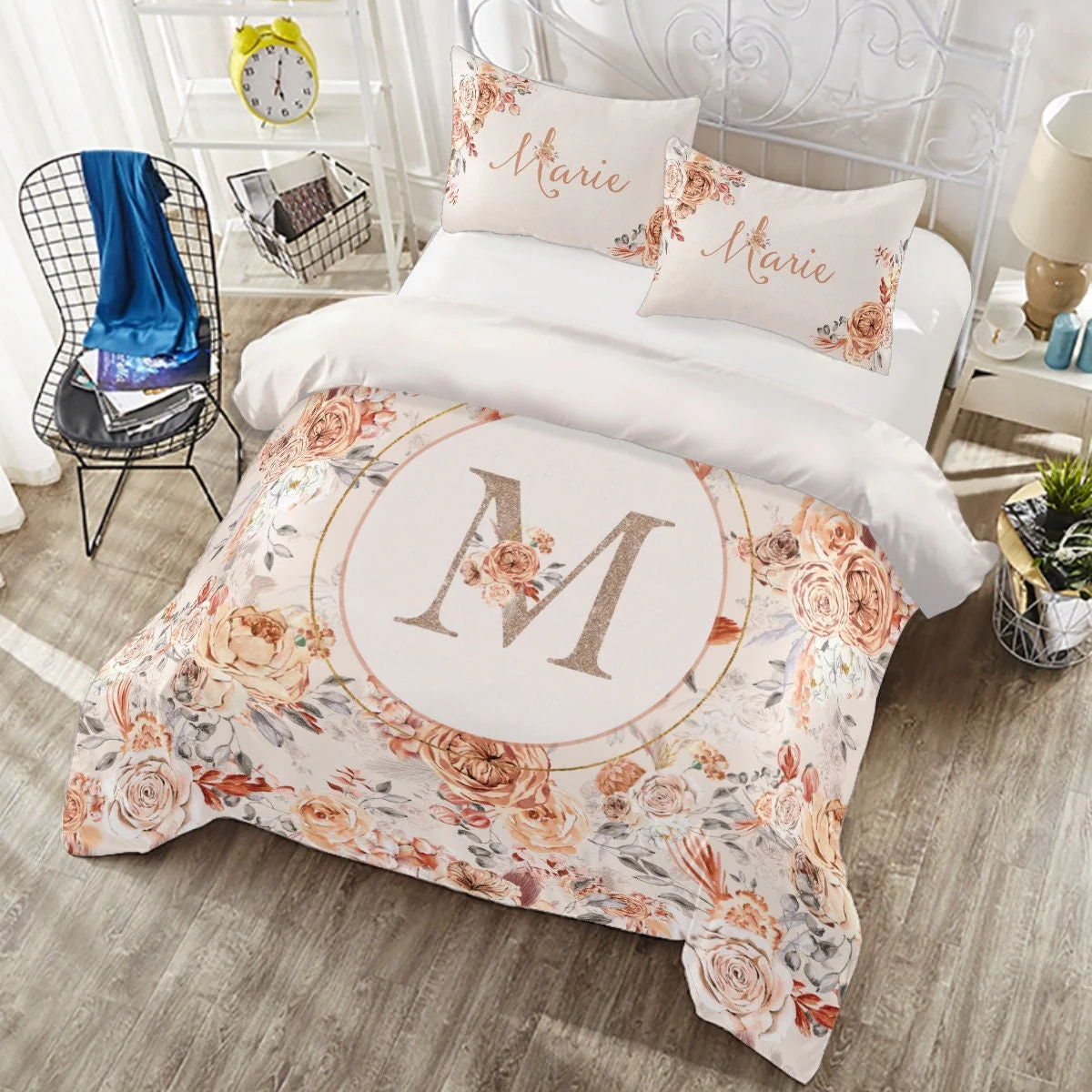 Carmel Florals Personalized Duvet Cover Set for Girl