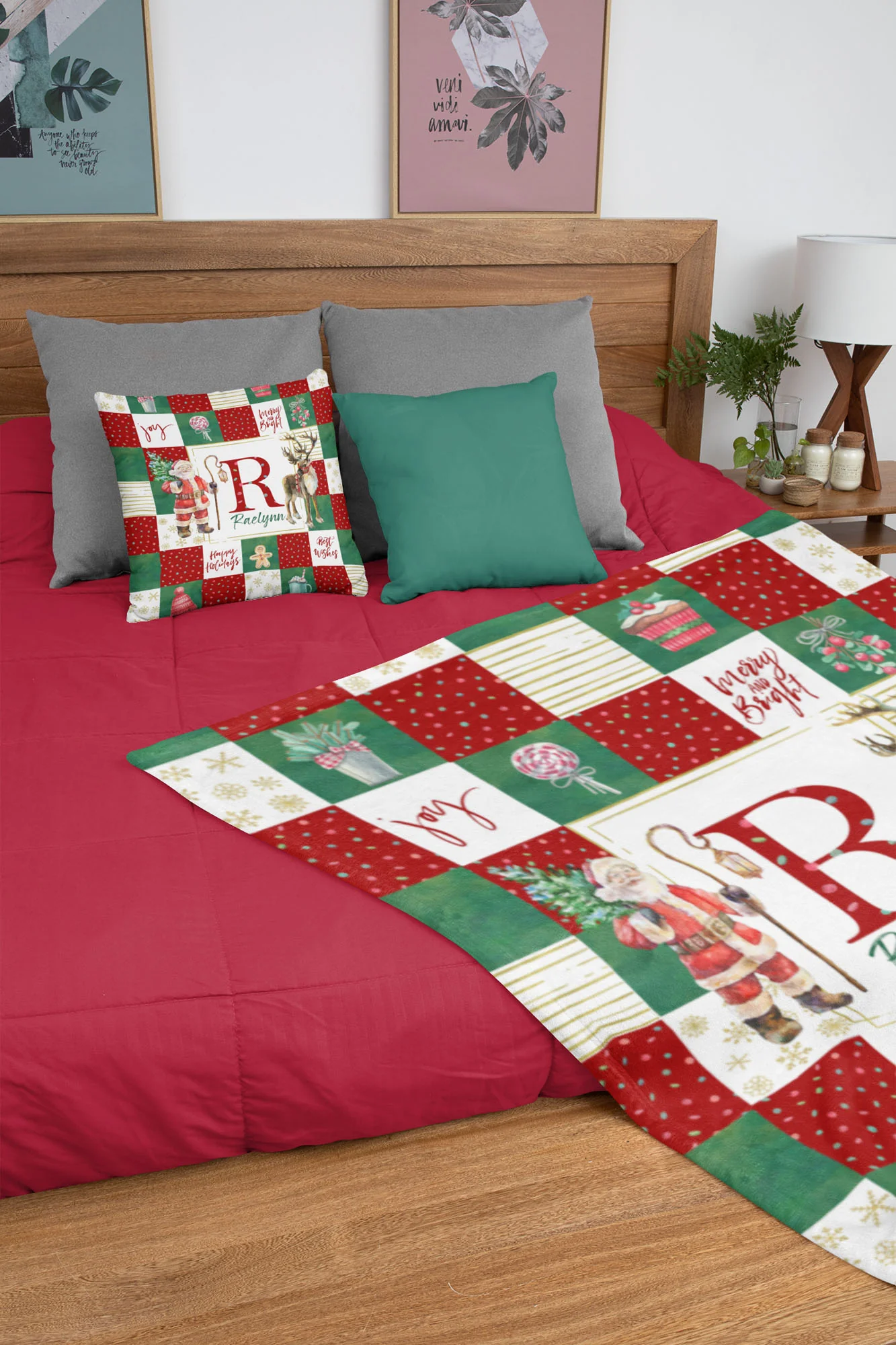 Christmas Monogrammed Personalized Pillow - Image 5