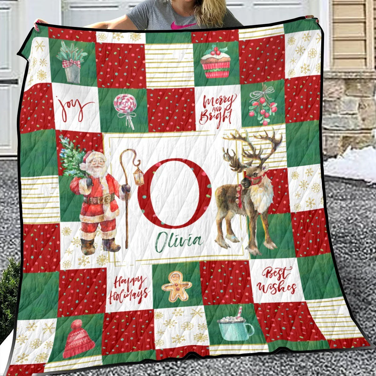 Christmas Patchwork Personalized Quilted Bedspread Set - Image 4