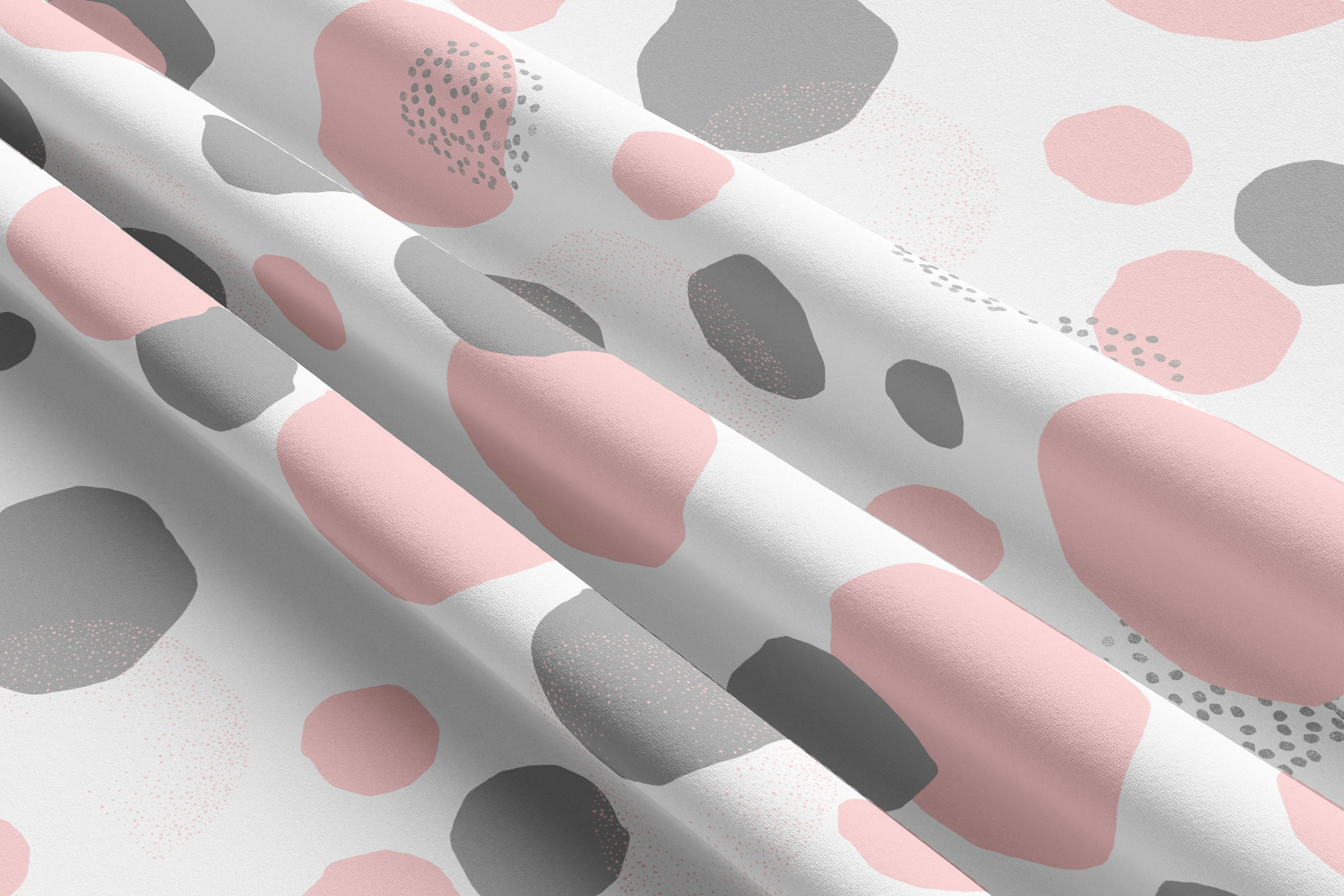 Dotted Pink and Grey Blackout Curtains - Image 2
