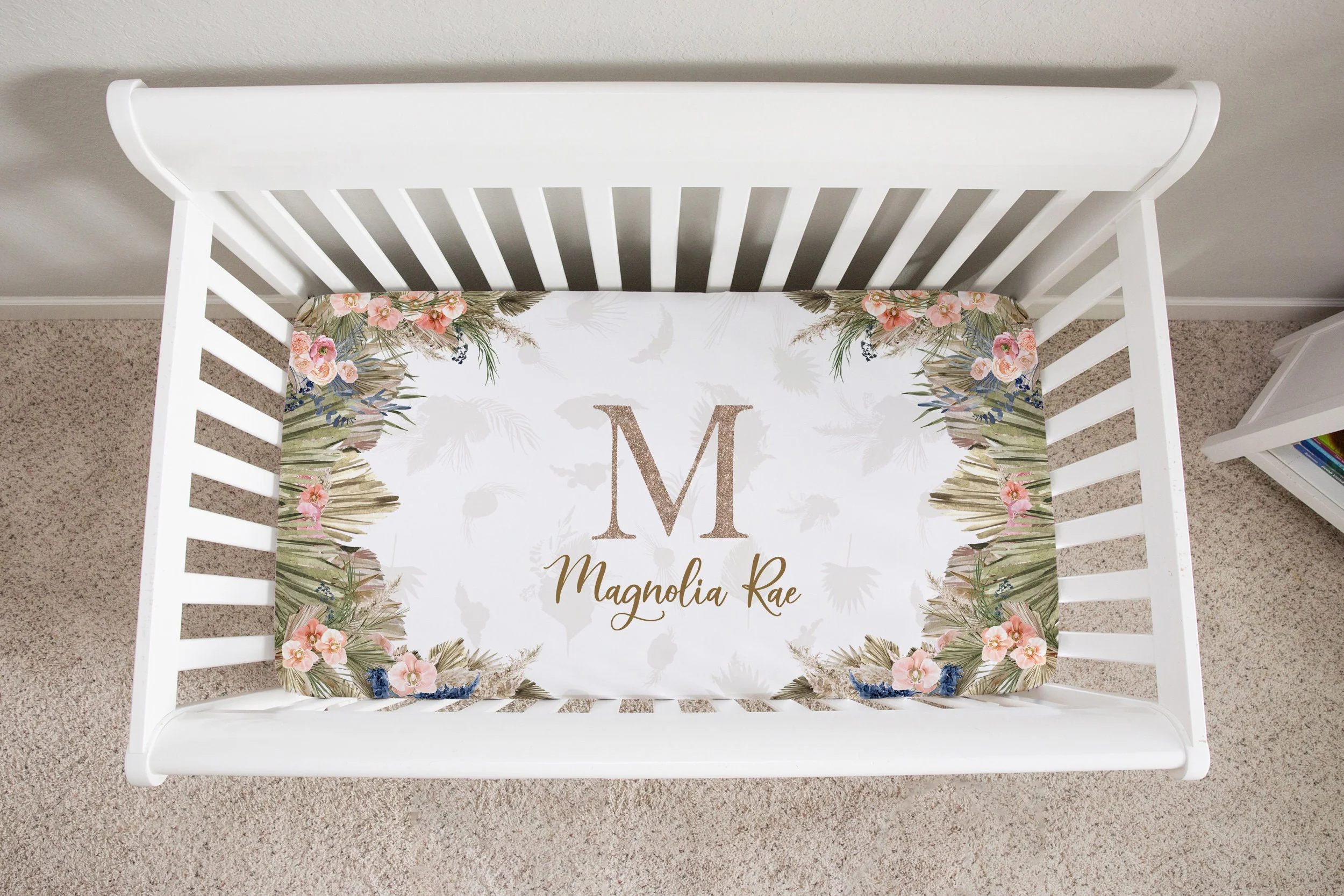 Dry Grass Personalized Crib Sheet for Girl