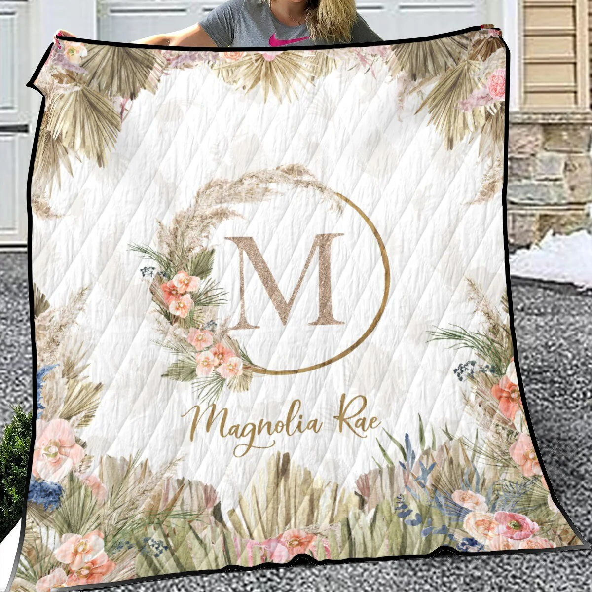 Dry Grass Personalized Quilted Bedspread Set - Image 3