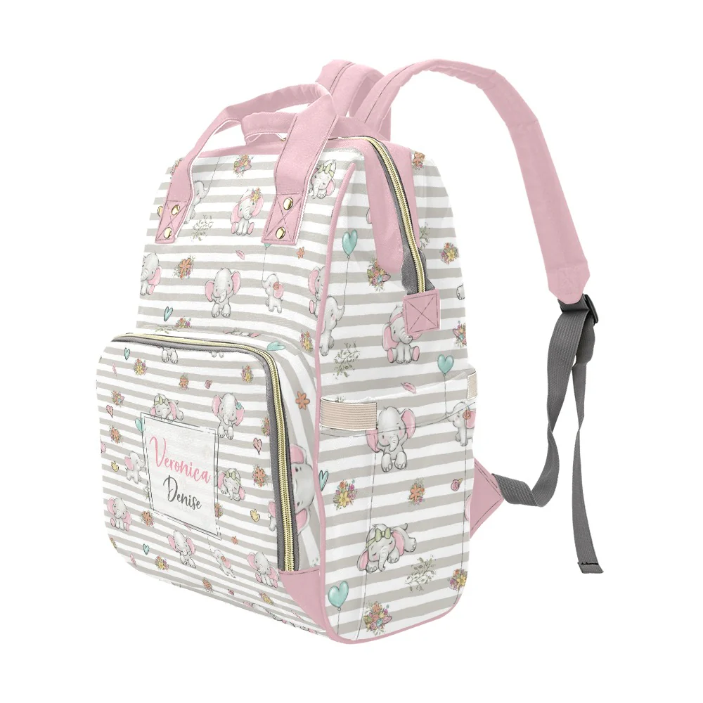 Happy Elephants Personalized Diaper Bag - Image 4