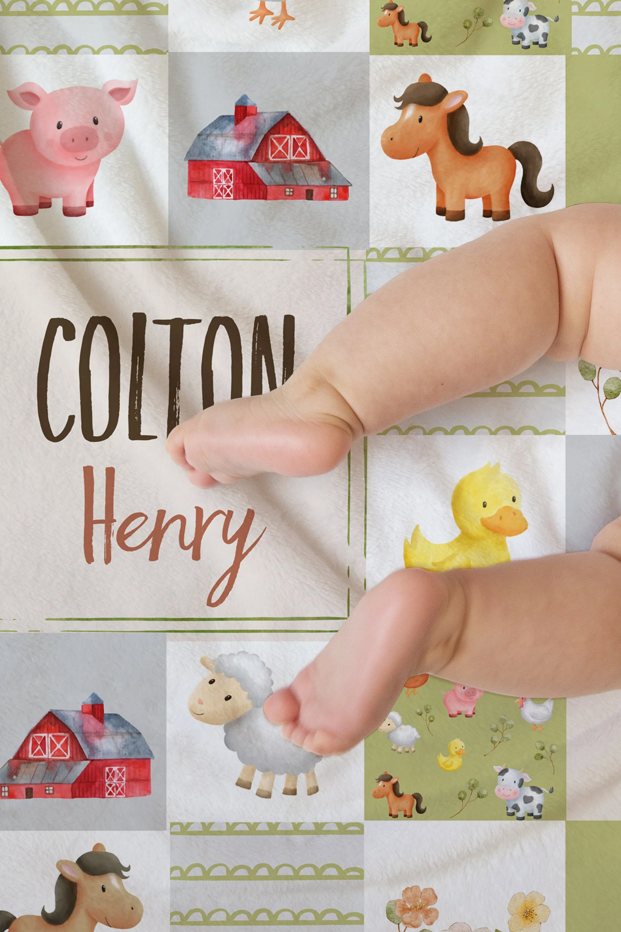 Farm Animals Personalized Blanket For Boy - Image 2