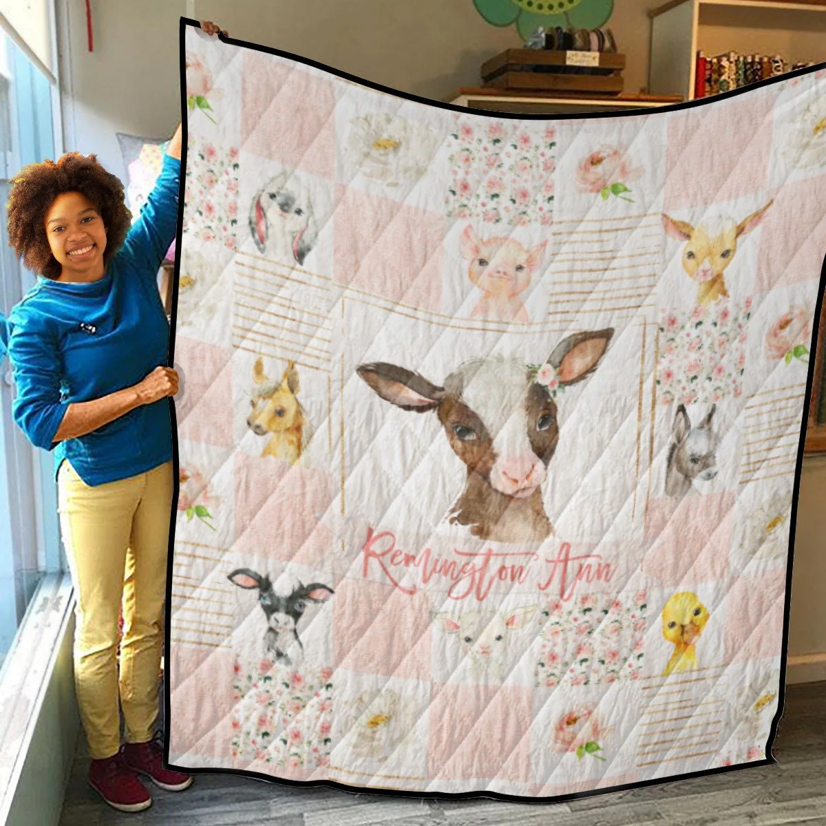 Farm Animals Personalized Quilted Bedspread - Image 3