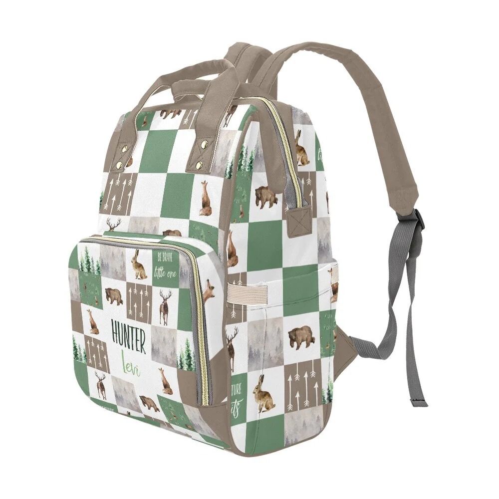 Forest Animals Patchwork Personalized Diaper Bag - Image 4
