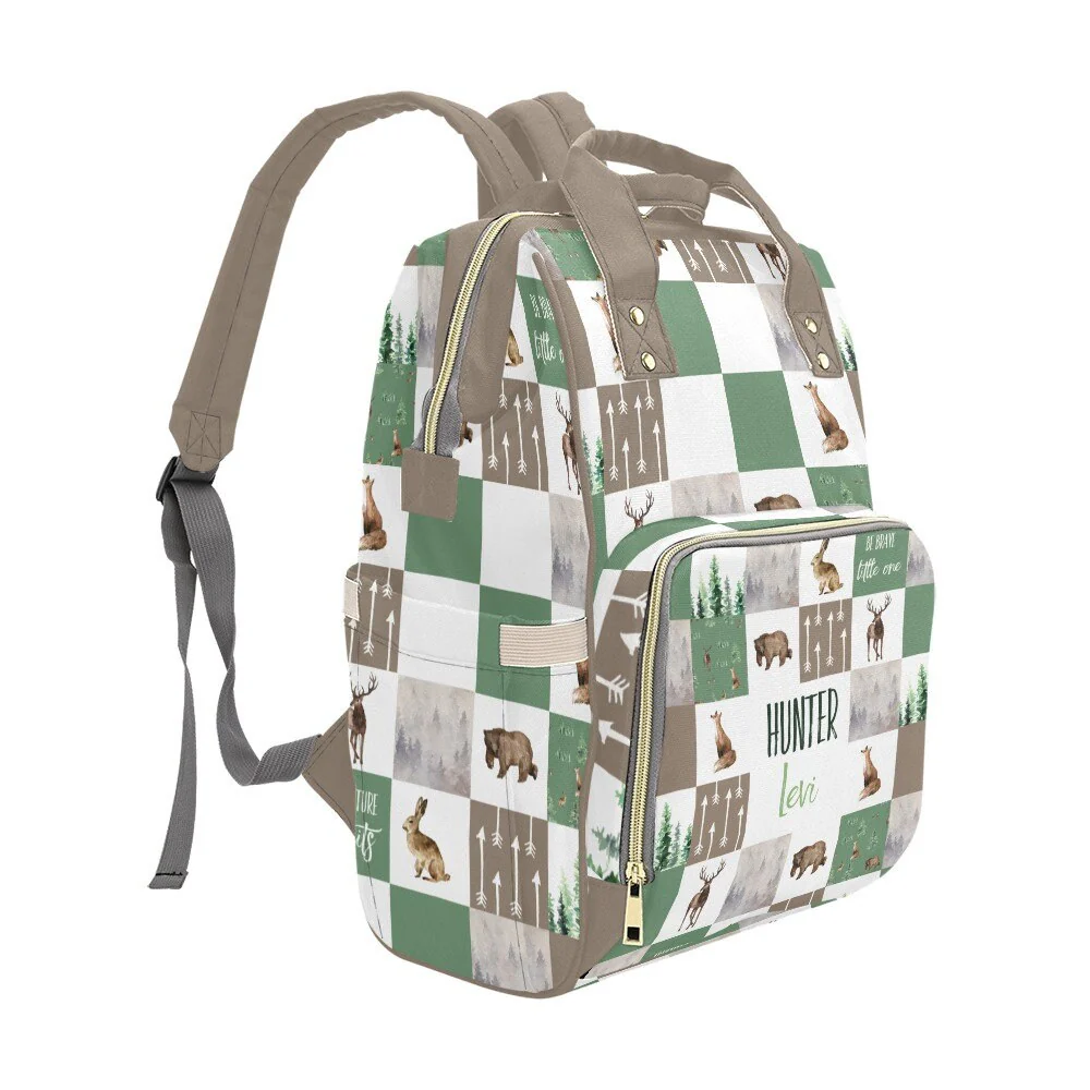 Forest Animals Patchwork Personalized Diaper Bag - Image 5