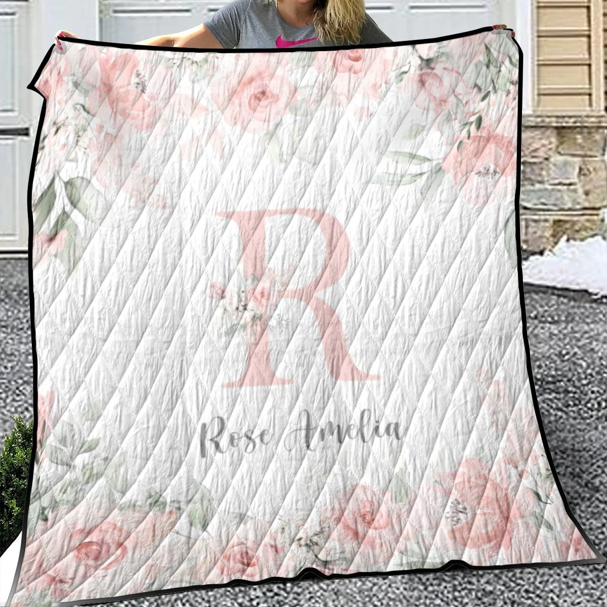 Gentle Pink Personalized Quilted Bedspread Set - Image 3