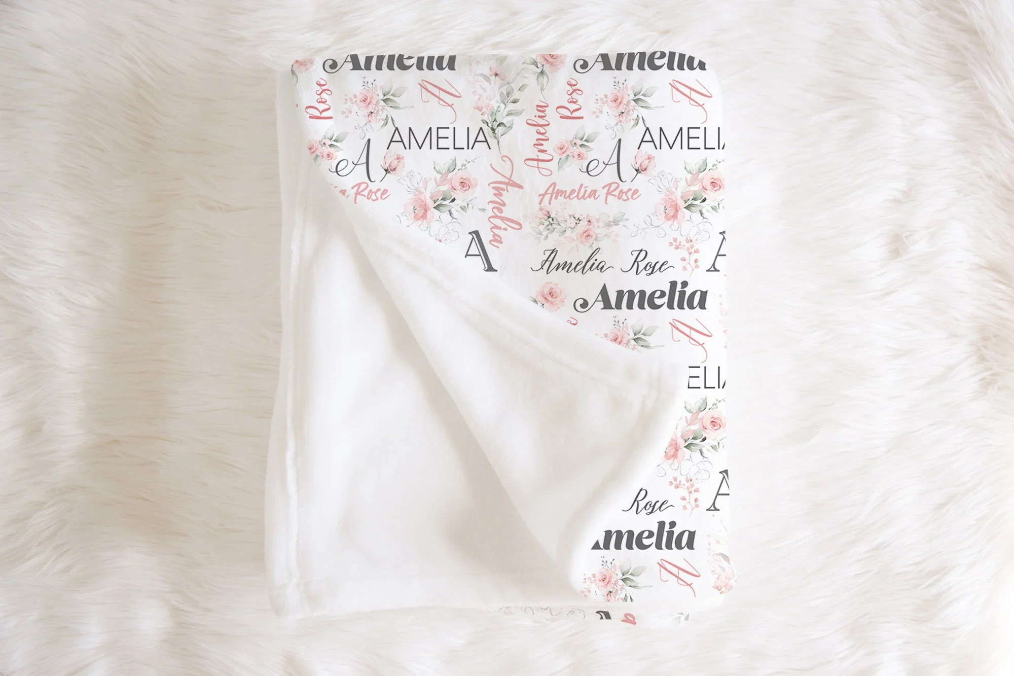 Gentle Pink Repeated Name Personalized Blanket for Girl - Image 3