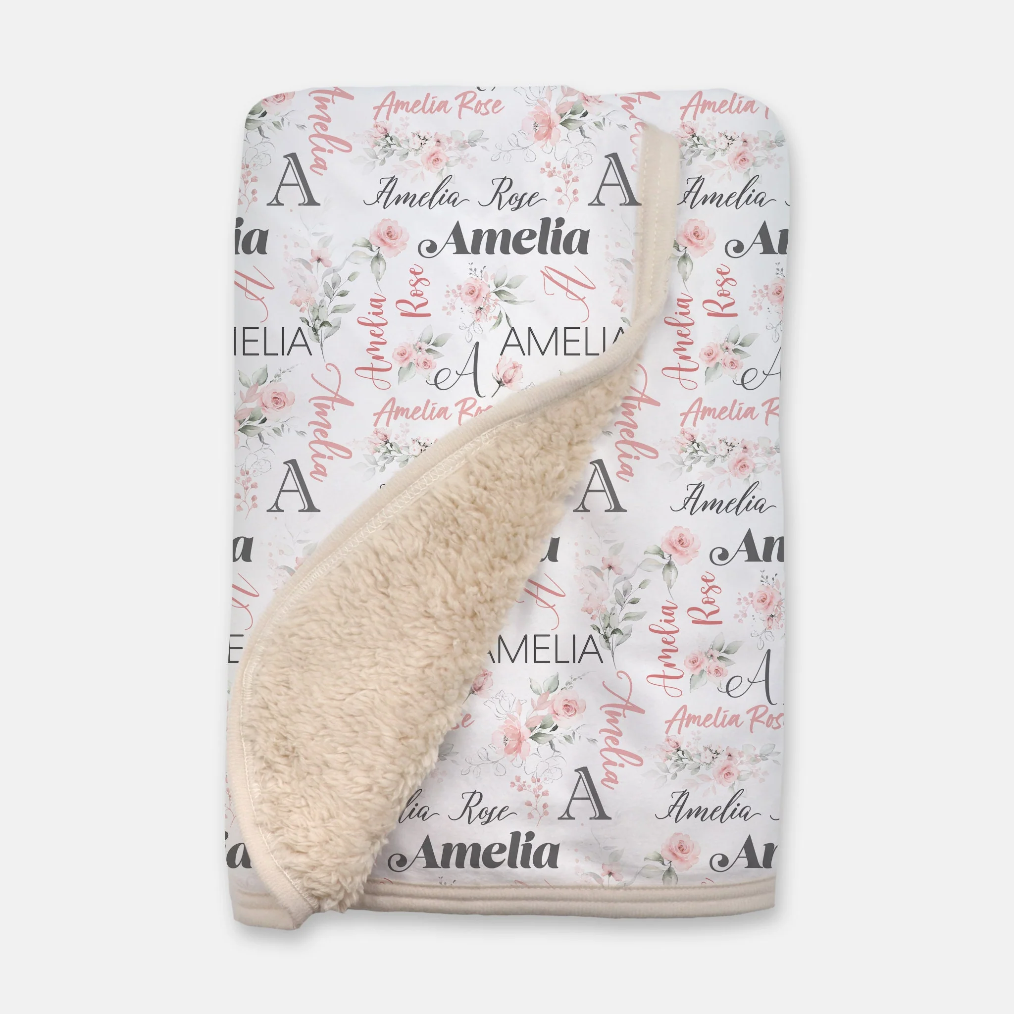Gentle Pink Repeated Name Personalized Blanket for Girl - Image 4