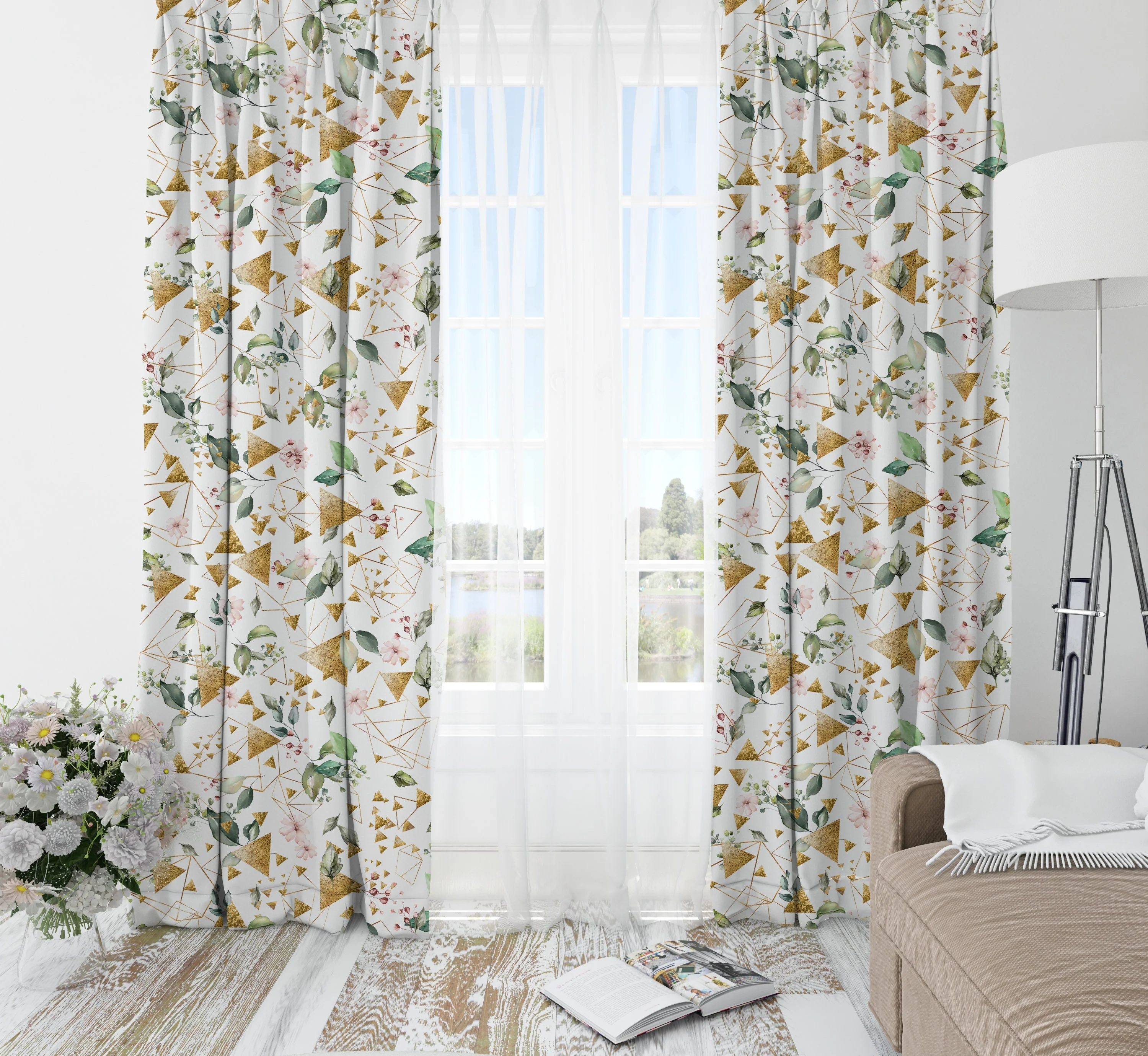 Gold Triangles Blackout Curtains - Image 2