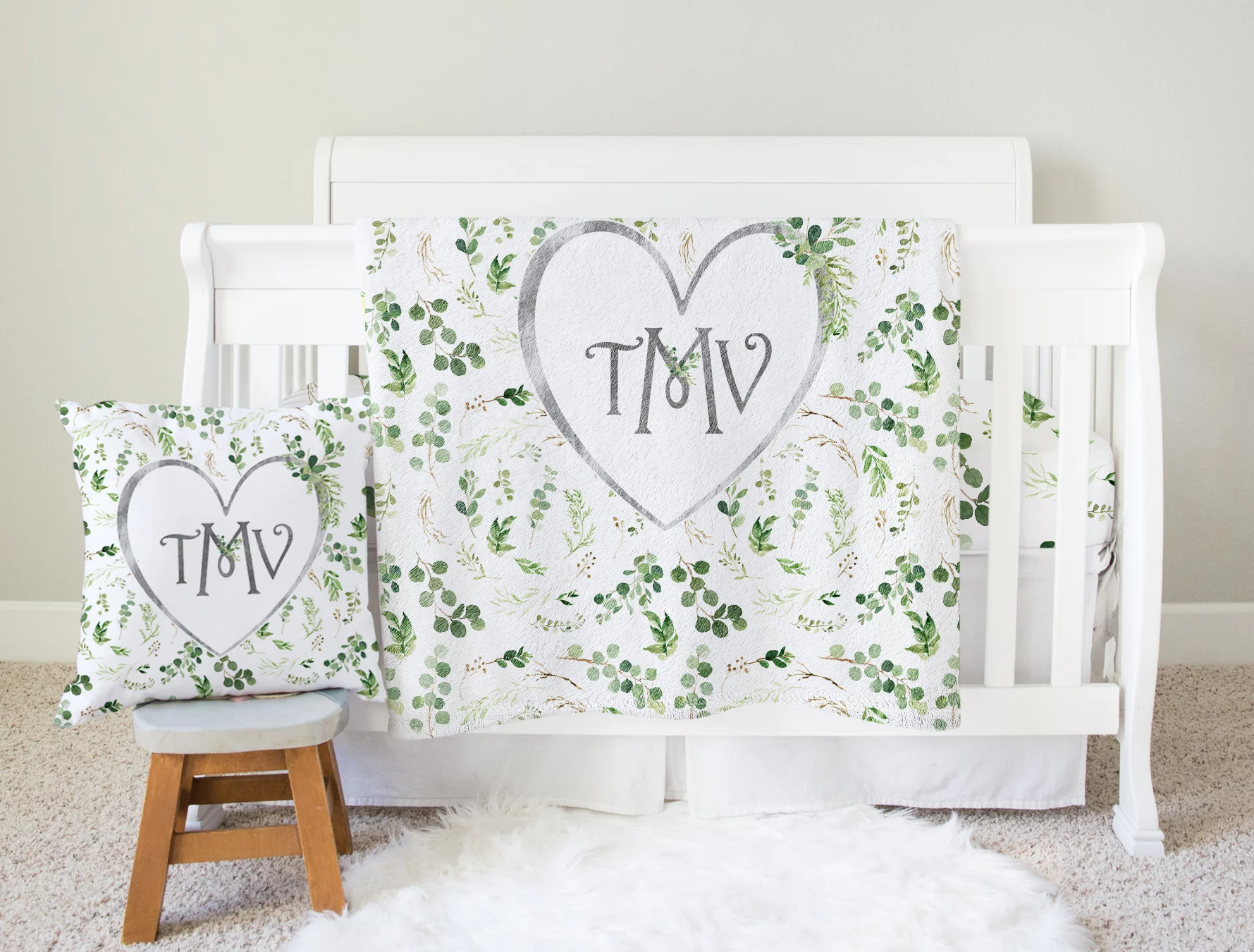 Greenery Monogrammed Blanket - Image 3