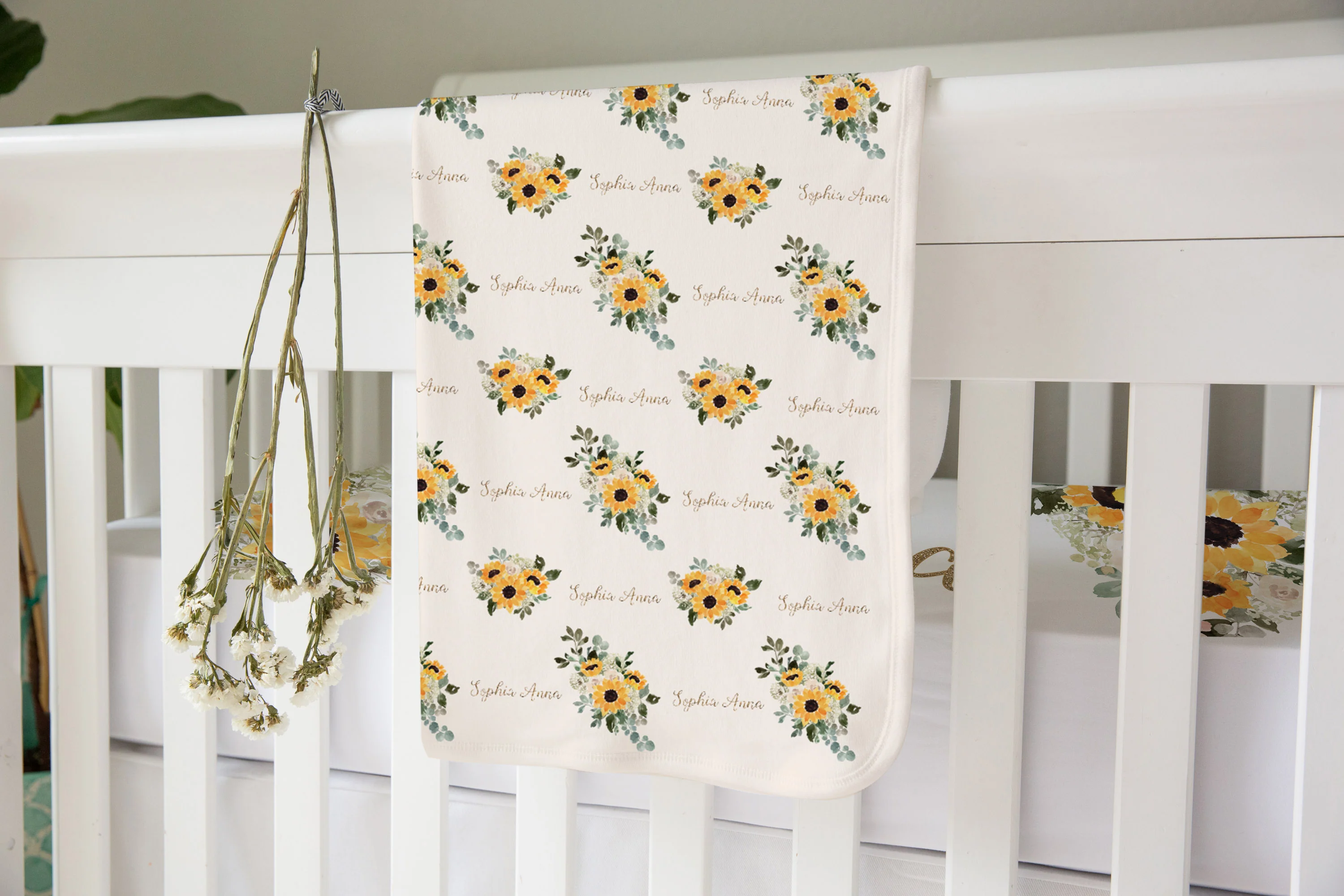 Hello Sunshine Sunflower Swaddle Blanket for Girl - Image 3