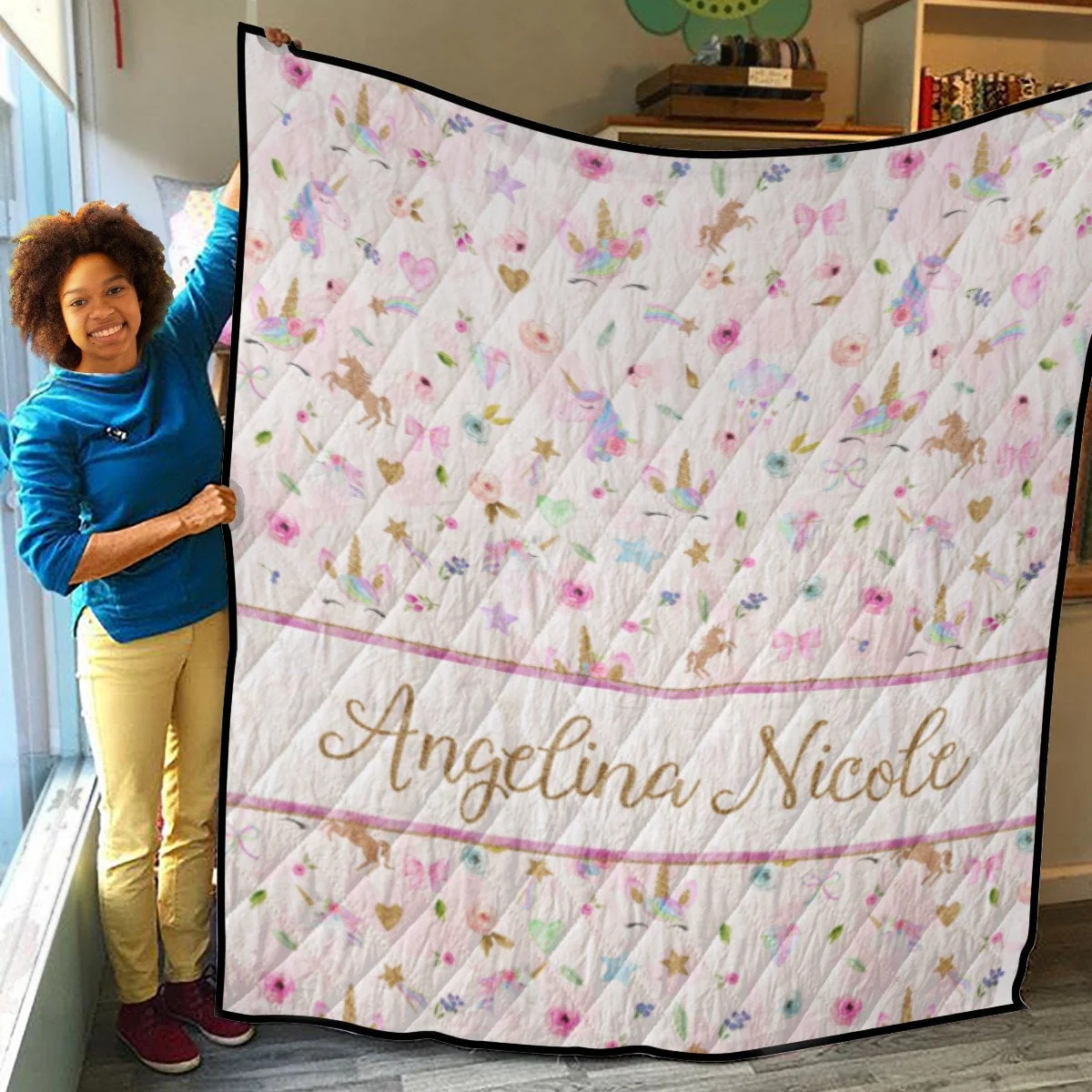 Magical Unicorns Personalized Quilted Bedspread Set - Image 3