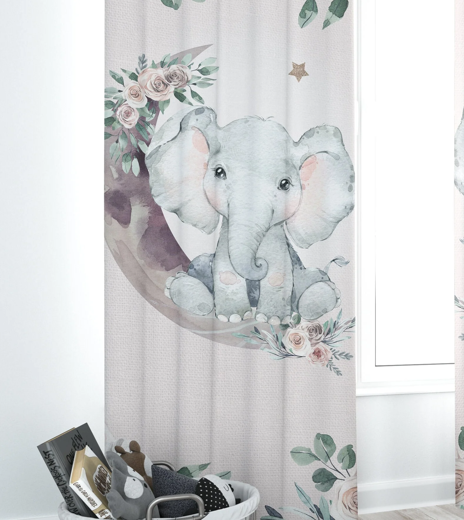 Modern Boho with Moon and Elephant Blackout Curtains - Image 3