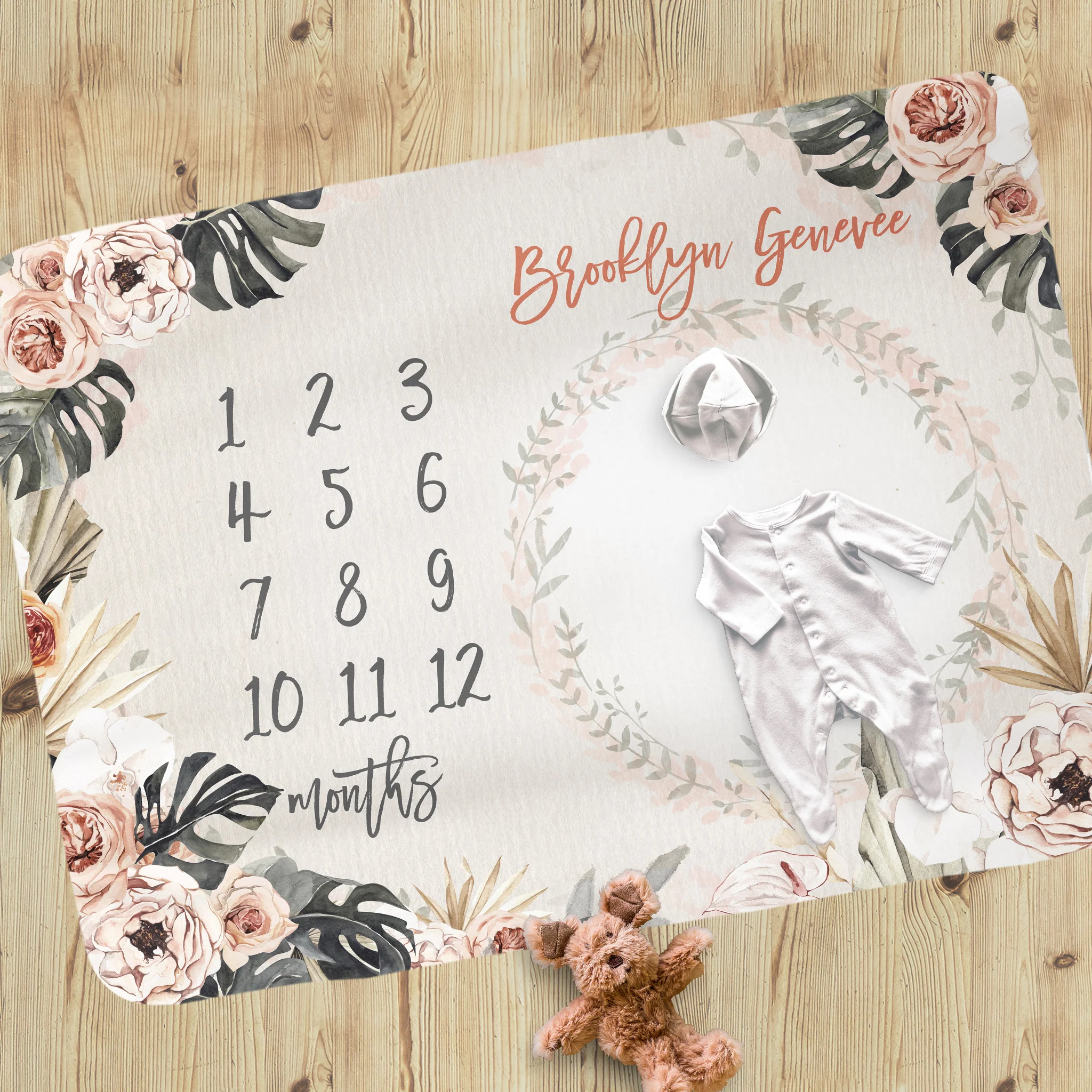 Modern Tropics Milestone Blanket for Girl - Image 2