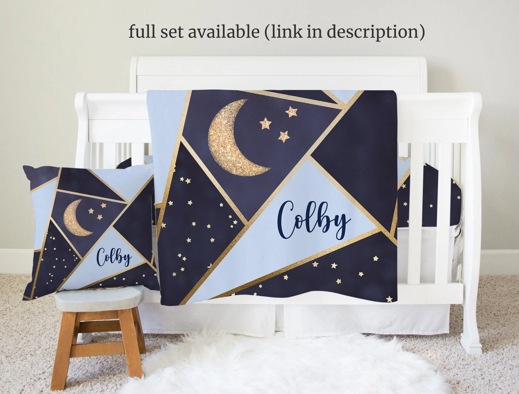 Moon and Stars Personalized Blanket For Boy - Image 3