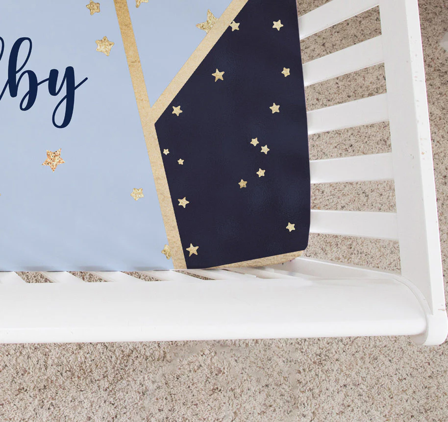 Moon and Stars Personalized Crib Sheet for Boy - Image 2