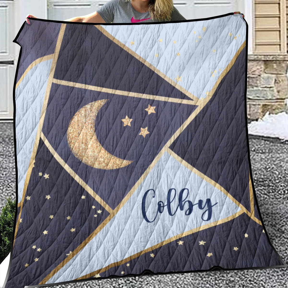 Moon and Stars Personalized Quilted Bedspread Set - Image 2