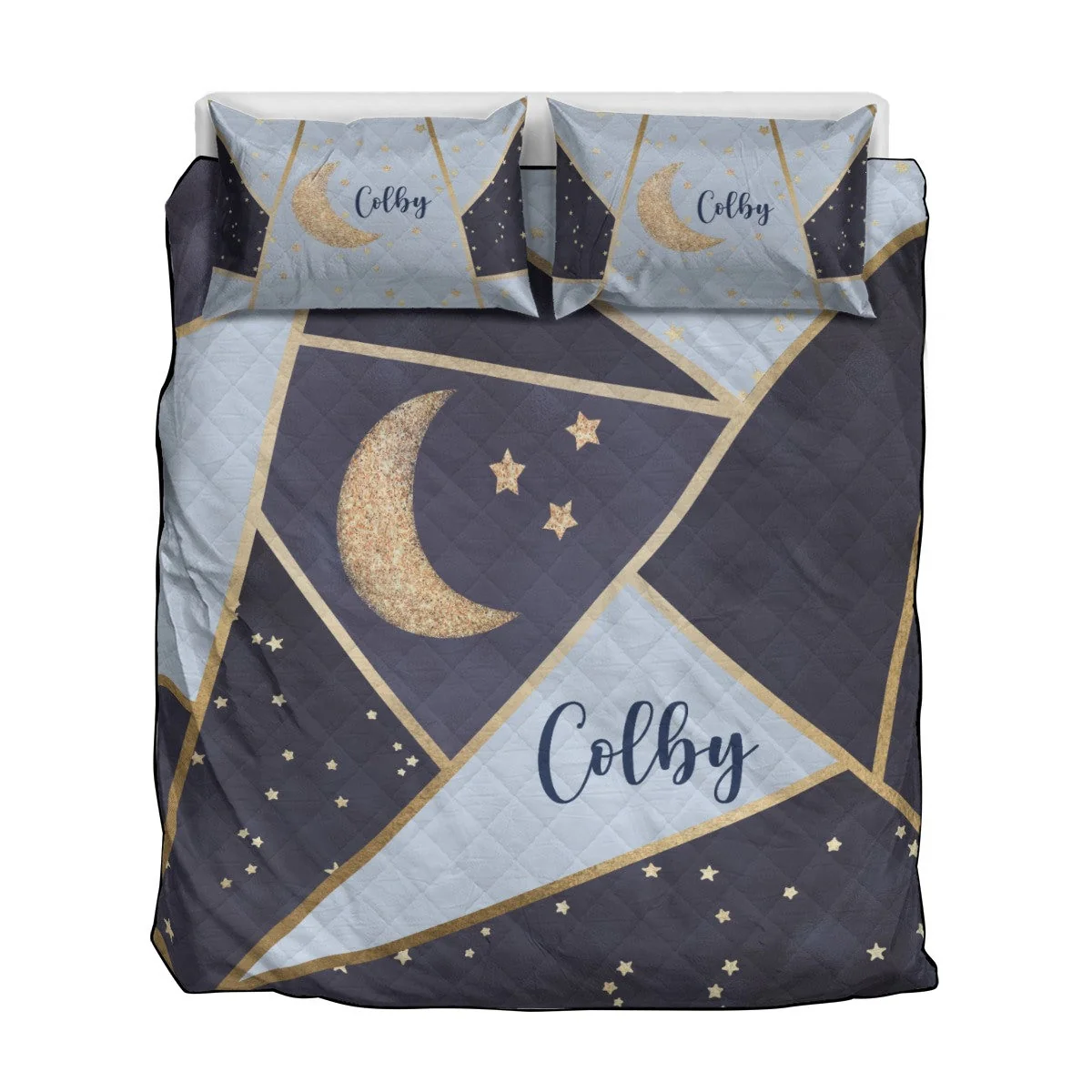 Moon and Stars Personalized Quilted Bedspread Set - Image 4