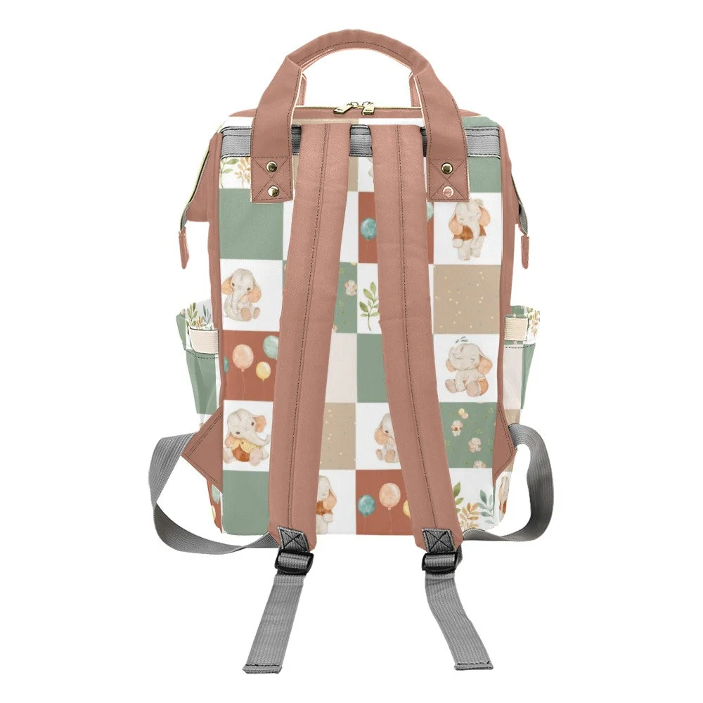 Neutral Elephants Personalized Diaper Bag - Image 2