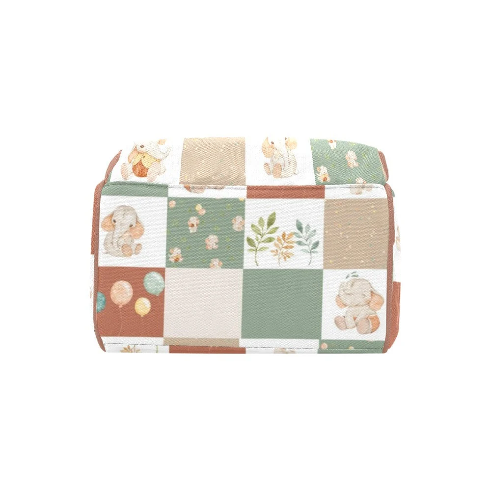 Neutral Elephants Personalized Diaper Bag - Image 3