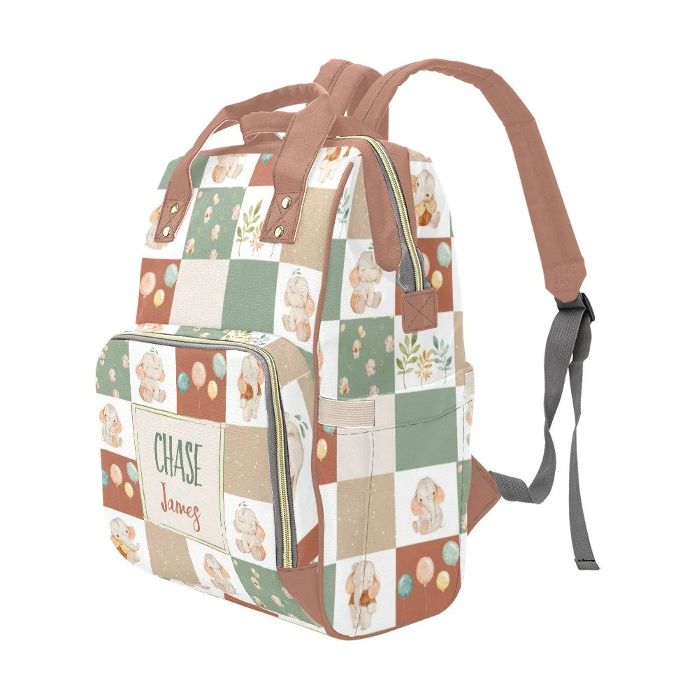 Neutral Elephants Personalized Diaper Bag - Image 4