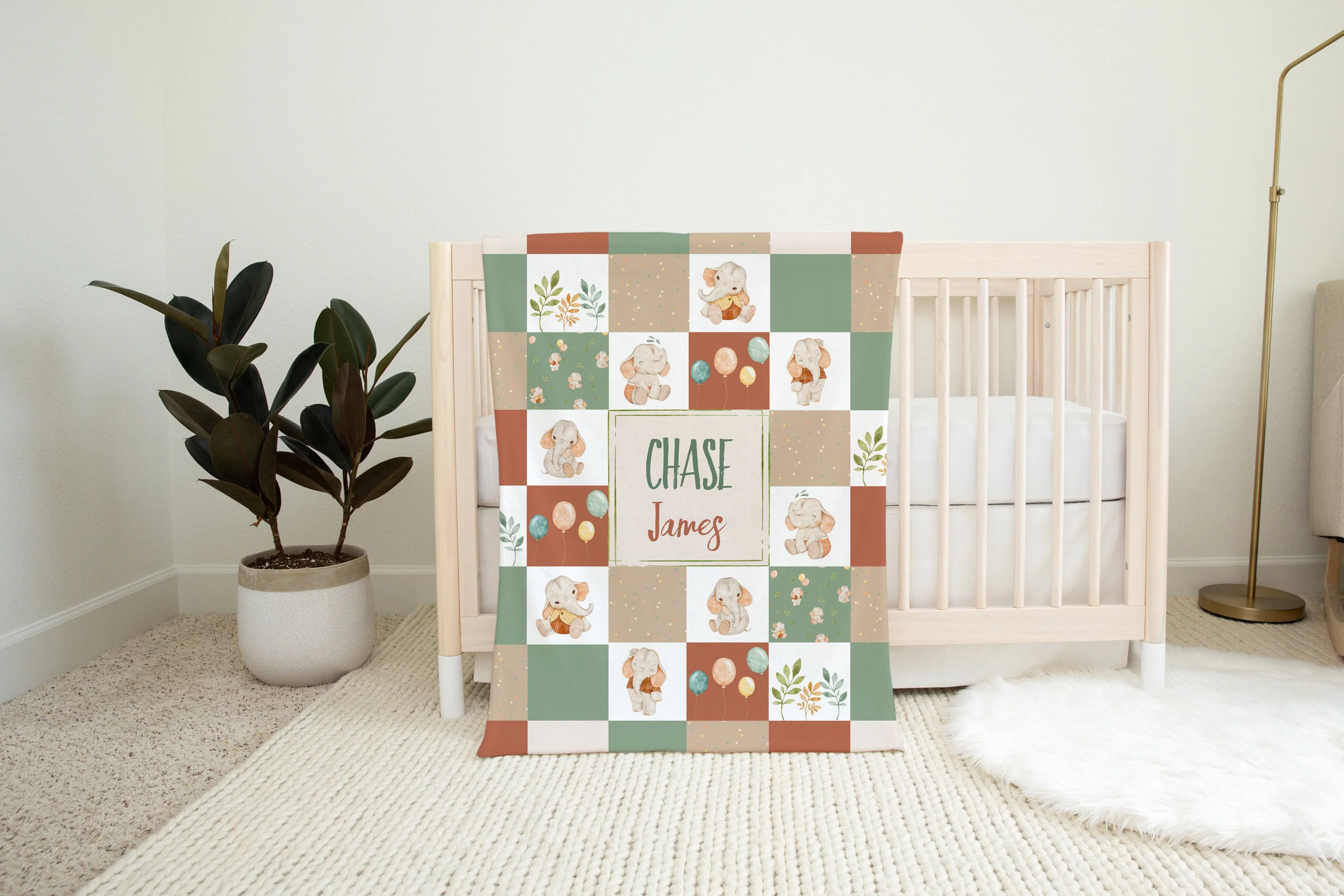 Neutral Elephants Personalized Diaper Bag - Image 8