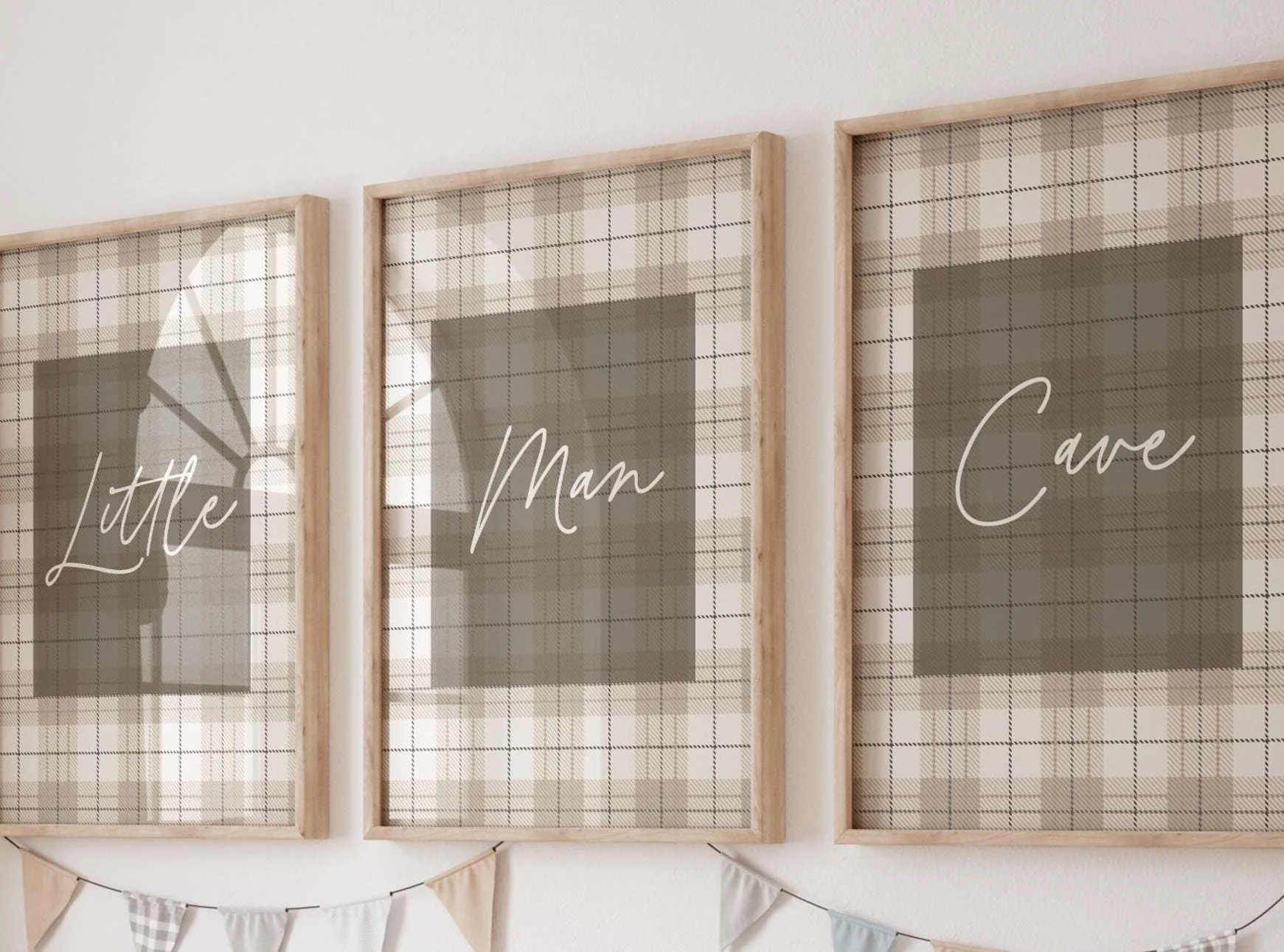 Neutral Plaid 3 Piece Wall Art - Image 3