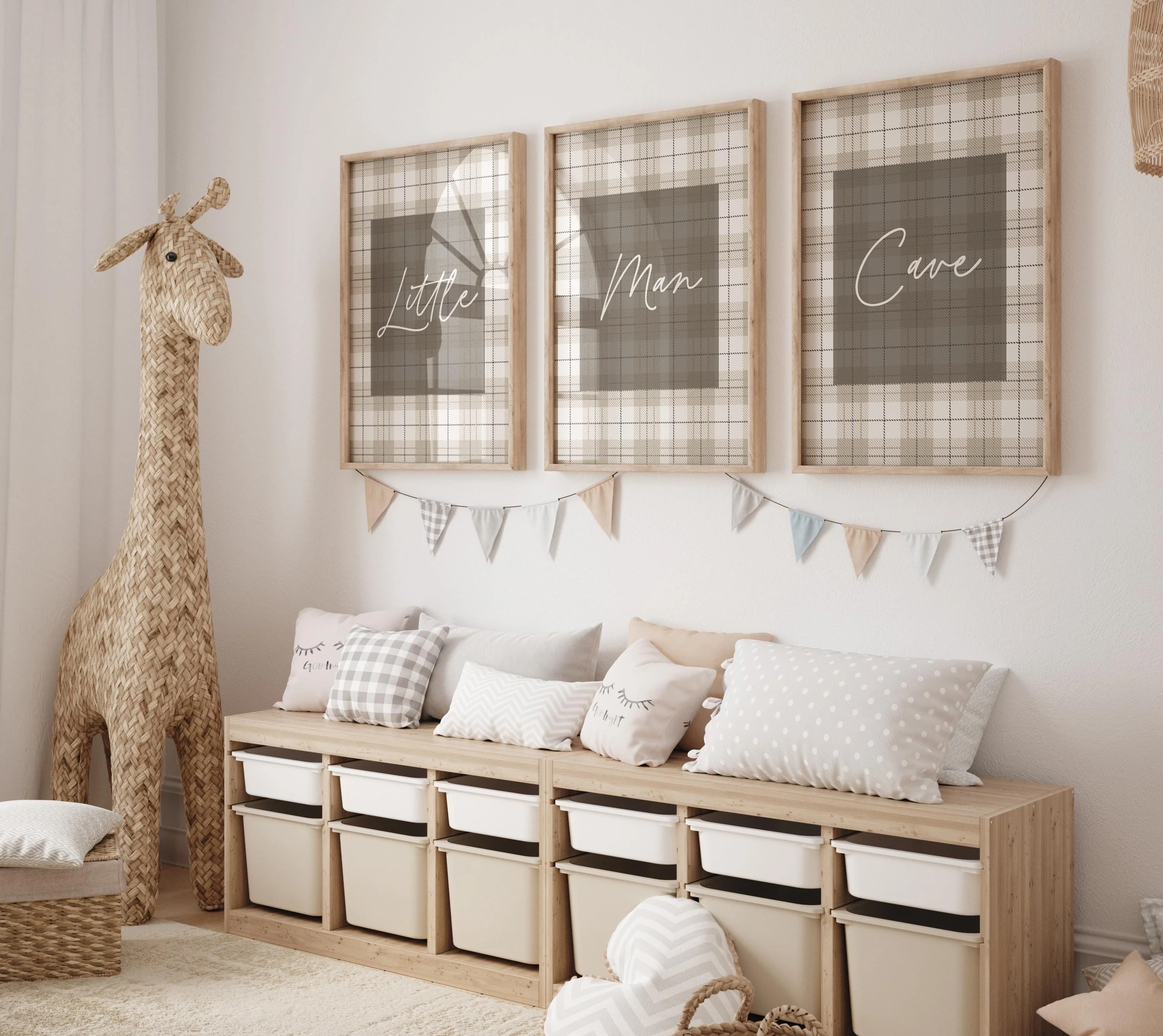 Neutral Plaid 3 Piece Wall Art - Image 4