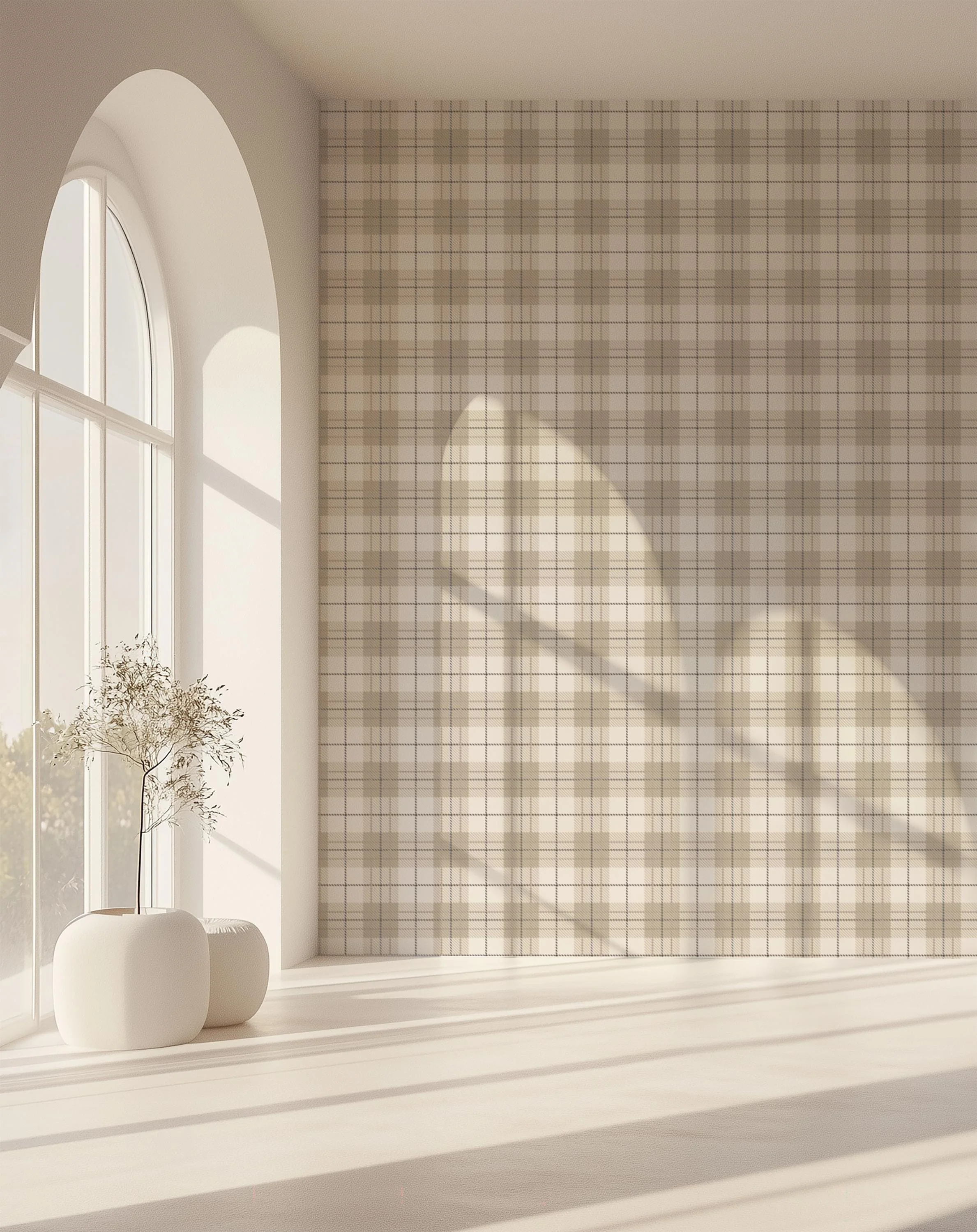 Neutral Plaid Wallpaper - Image 3
