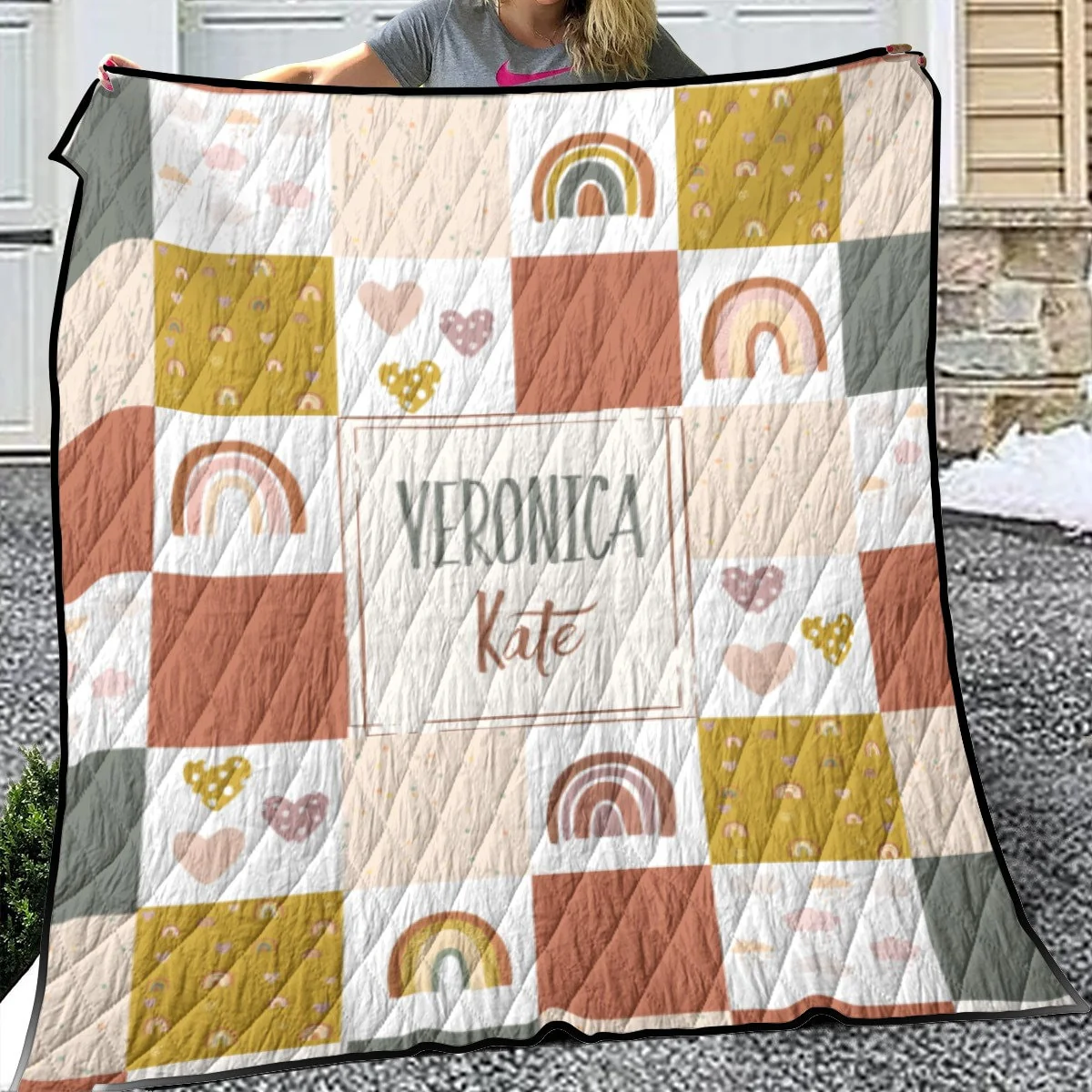 Rainbows Patchwork Personalized Quilted Bedspread Set - Image 2