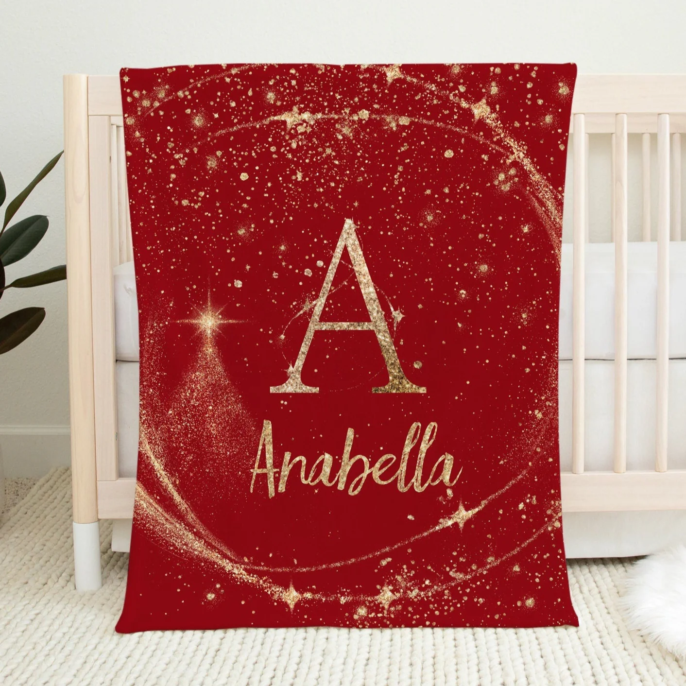 Red Christmas Personalized Blanket For Boy