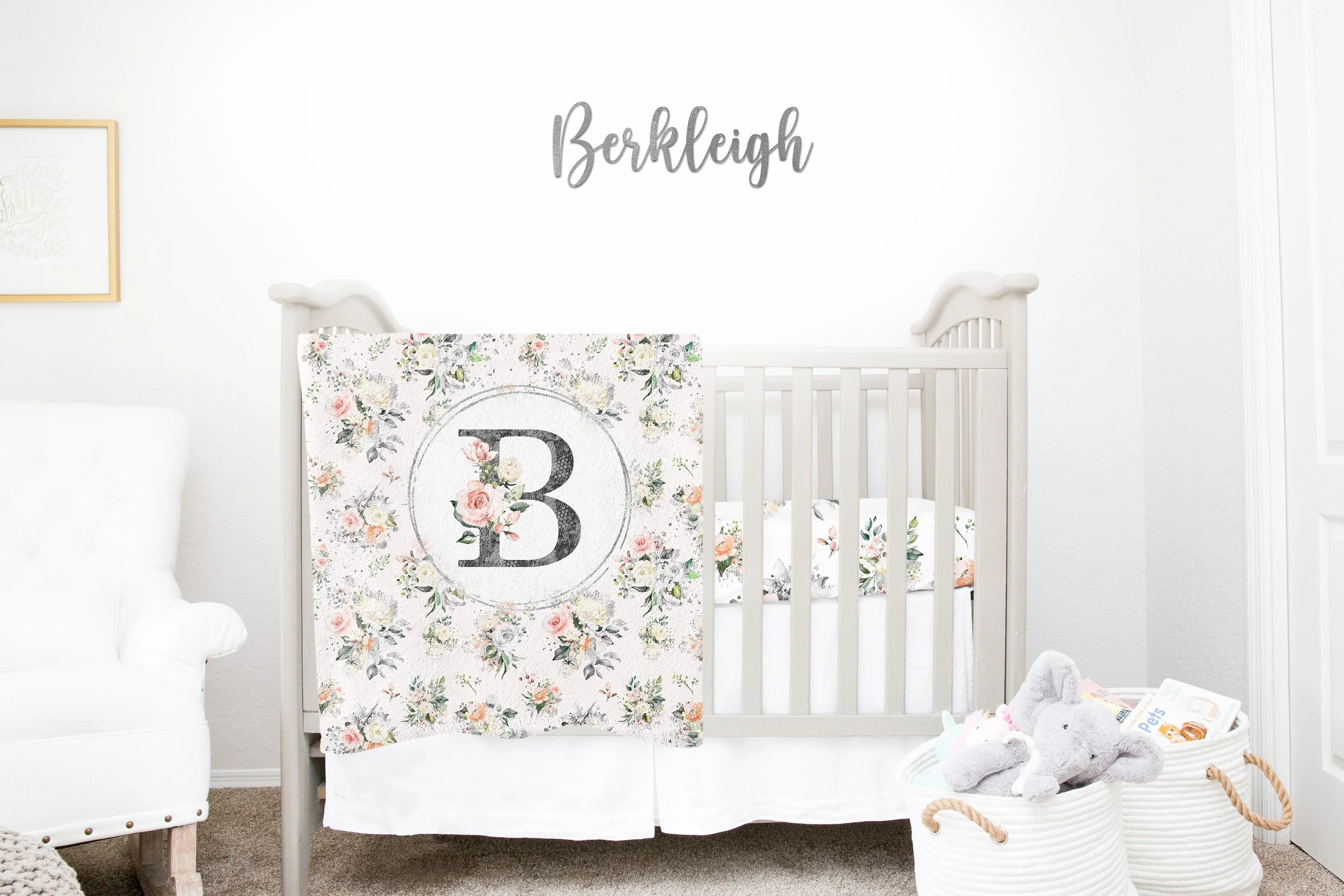 Roses Garden Monogrammed Blanket for Girl - Image 2