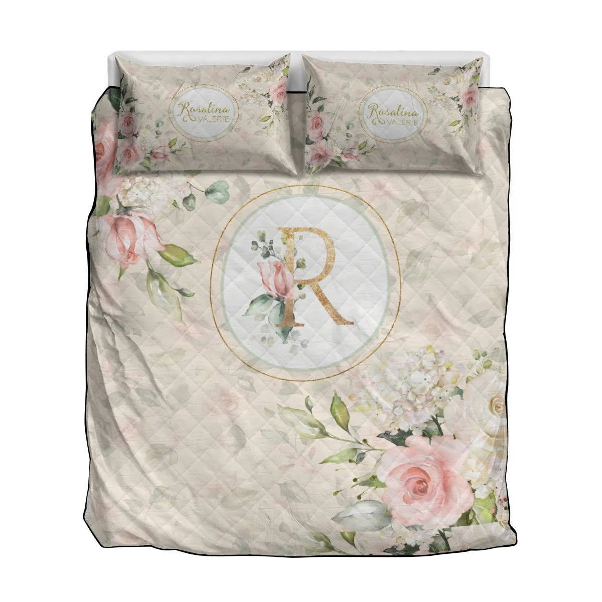 Roses Garden Personalized Quilted Bedspread Set - Image 2