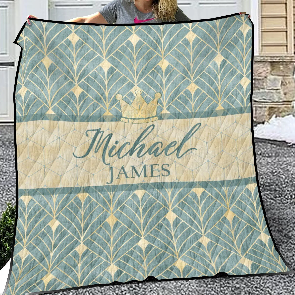 Royal Green Personalized Quilted Bedspread Set - Image 2