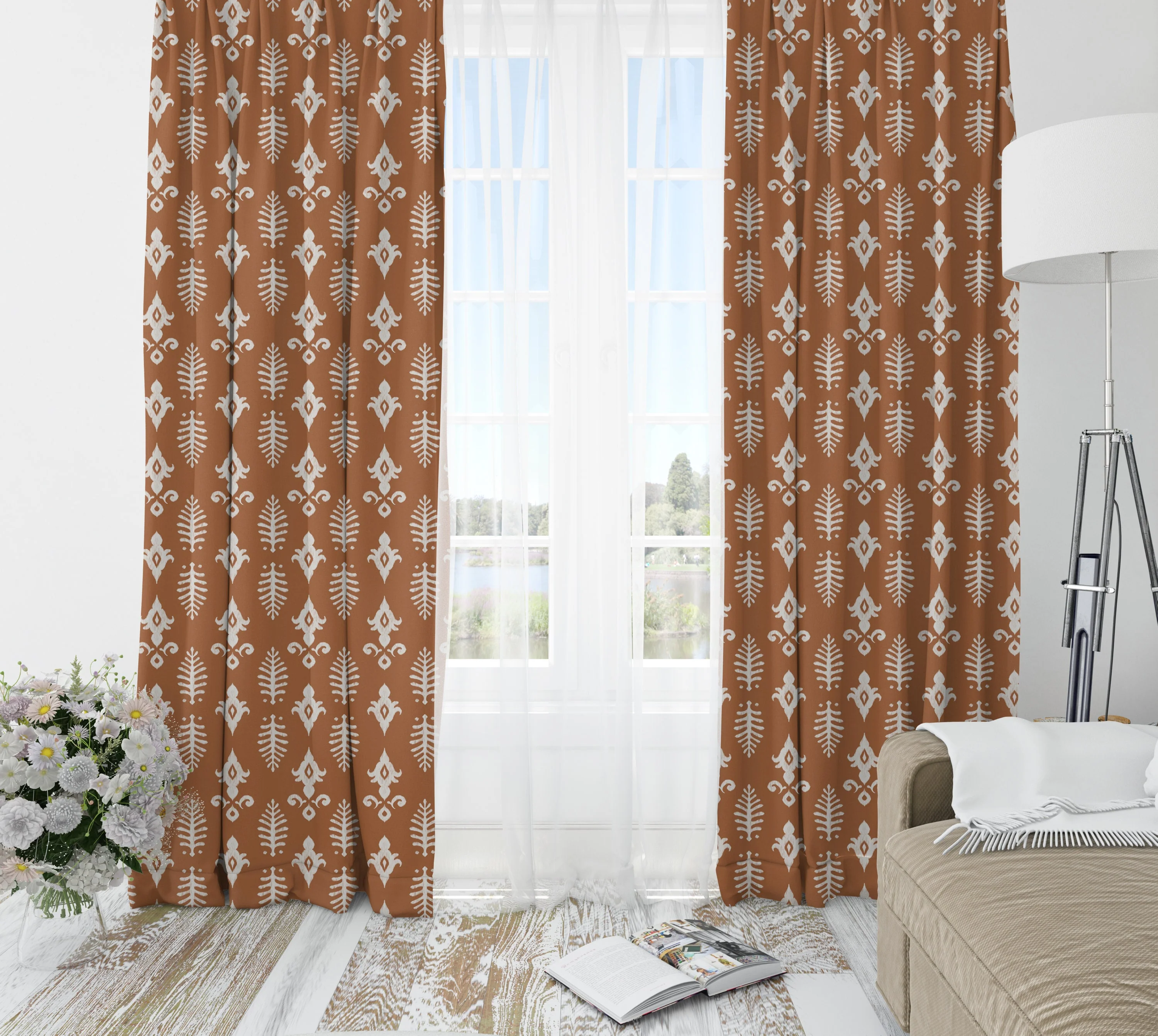 Rust Boho Blackout Curtains - Image 3